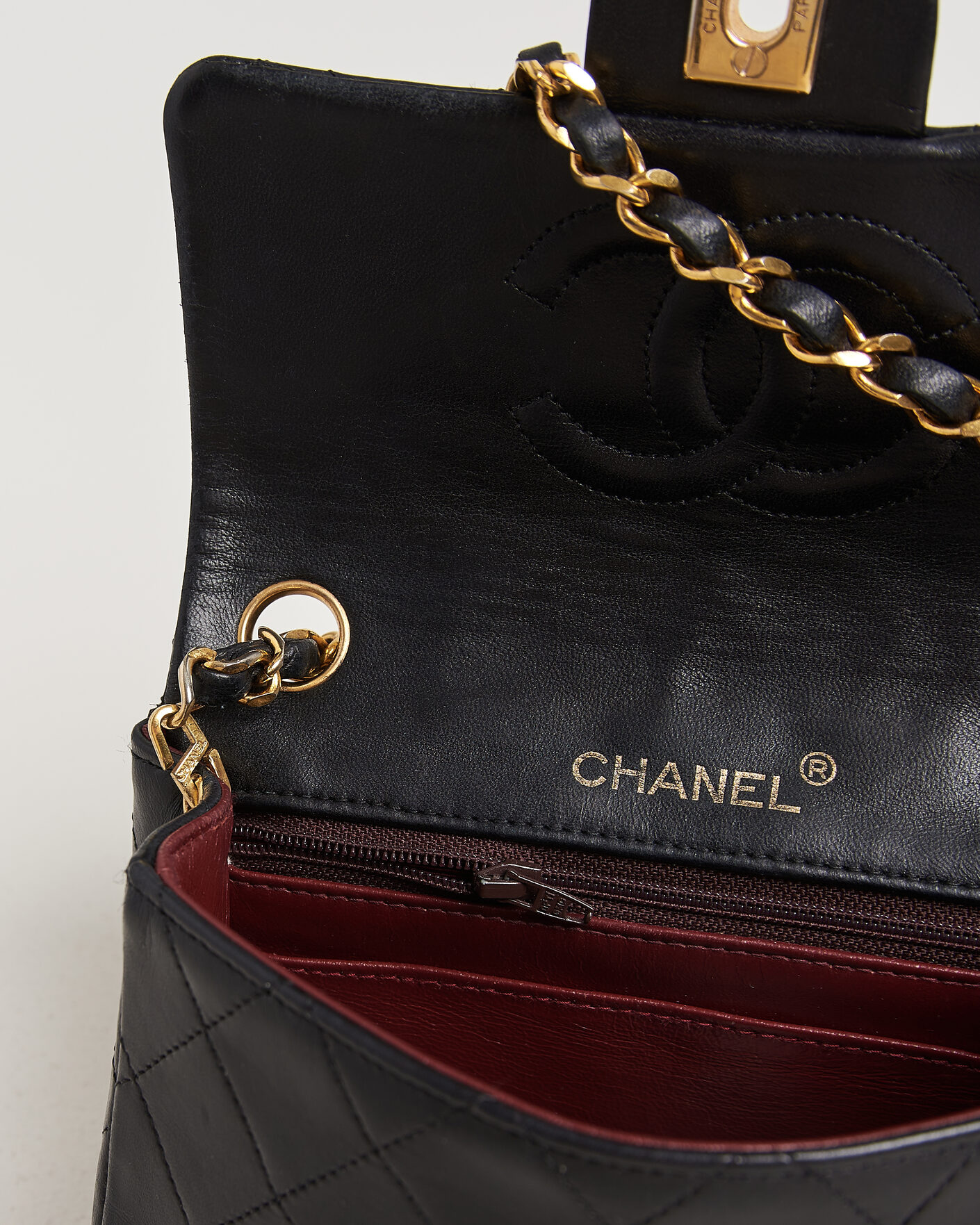 Uomini | Chanel Pre-Owned Classic Mini Single Flap Square Bag Black | Chanel Pre-Owned | Classic Mini Single Flap Square Bag Black