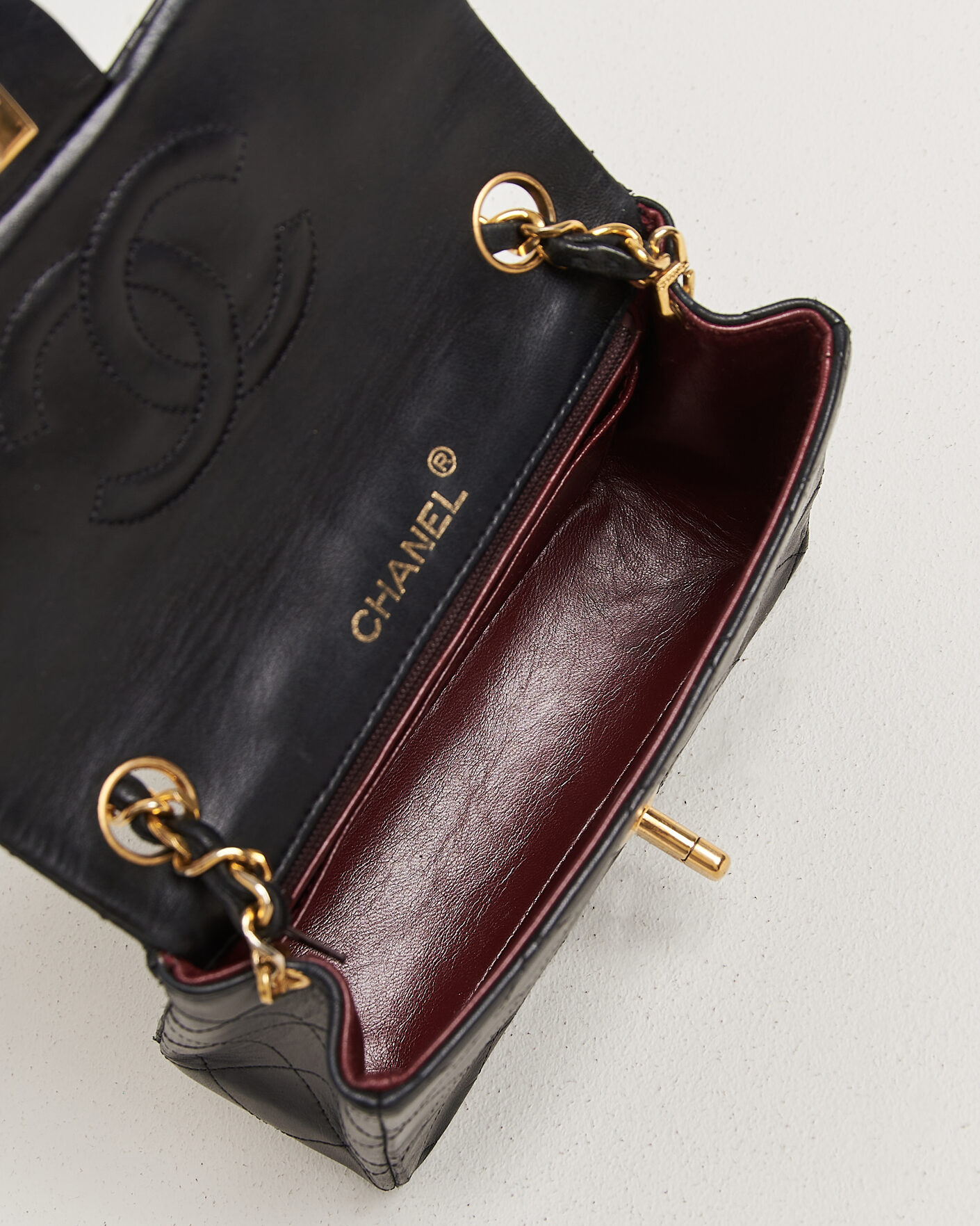 Uomini | Chanel Pre-Owned Classic Mini Single Flap Square Bag Black | Chanel Pre-Owned | Classic Mini Single Flap Square Bag Black