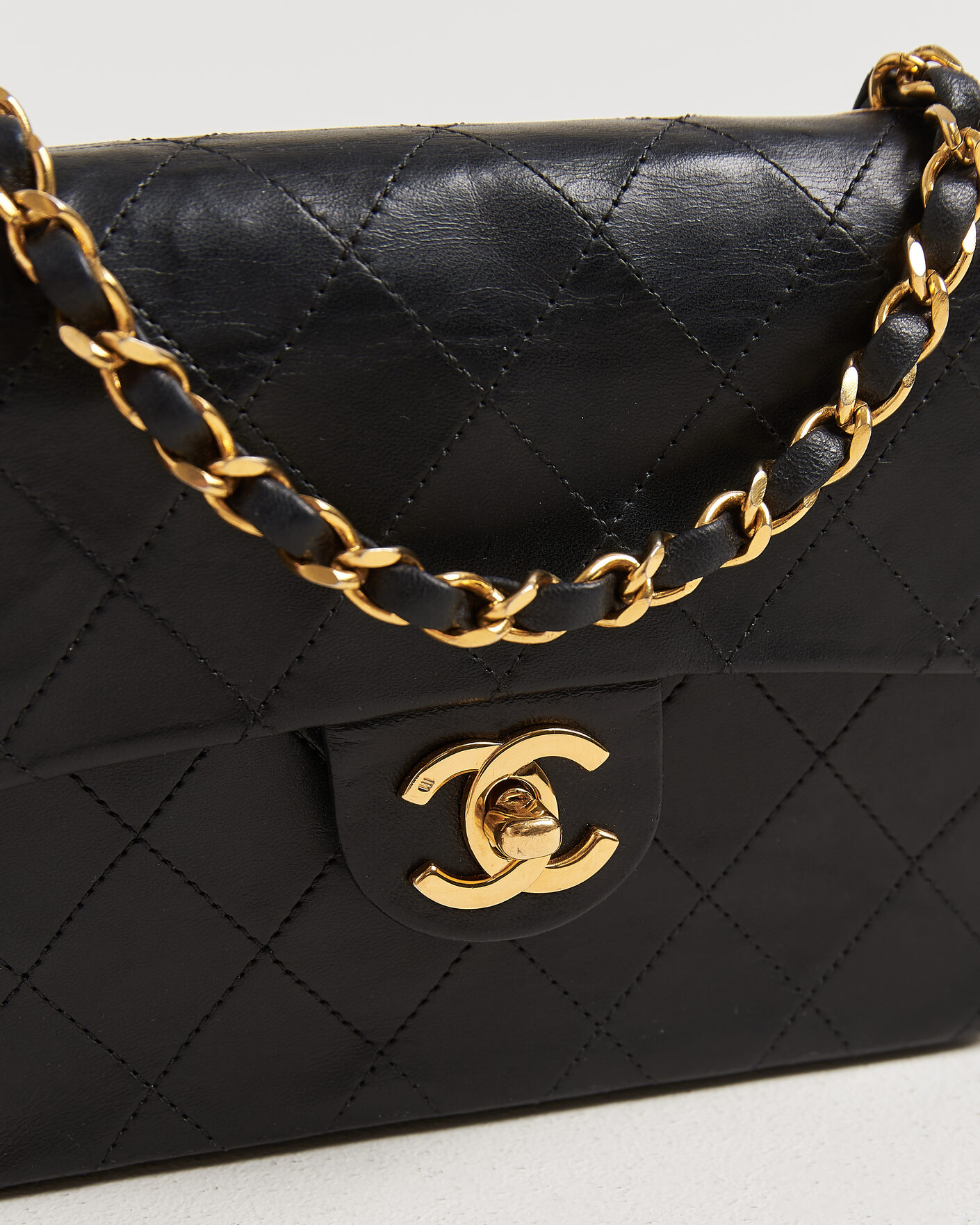 Uomini | Chanel Pre-Owned Classic Mini Single Flap Square Bag Black | Chanel Pre-Owned | Classic Mini Single Flap Square Bag Black