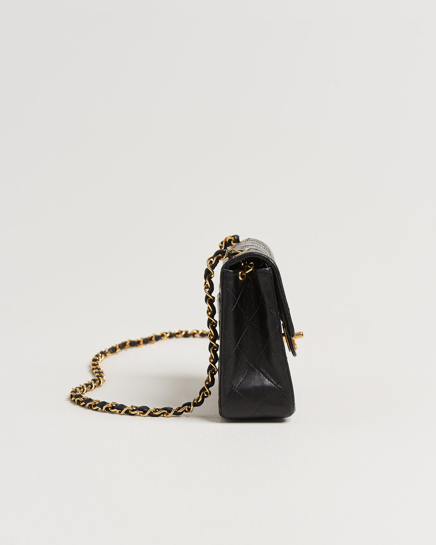 Uomini | Chanel Pre-Owned Classic Mini Single Flap Square Bag Black | Chanel Pre-Owned | Classic Mini Single Flap Square Bag Black