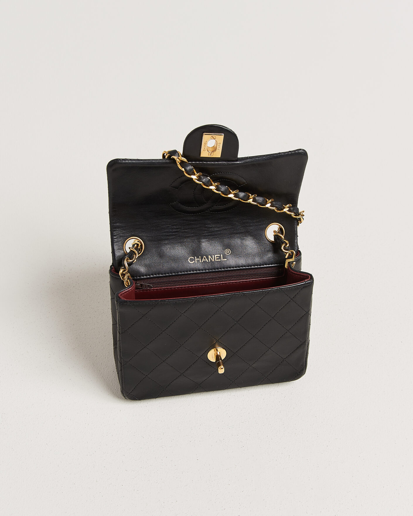 Uomini | Chanel Pre-Owned Classic Mini Single Flap Square Bag Black | Chanel Pre-Owned | Classic Mini Single Flap Square Bag Black
