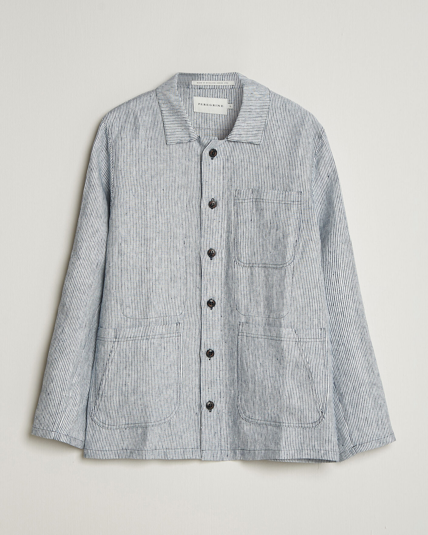 Uomini | Camicie | Peregrine | Windsor Linen Shacket Navy Stripe