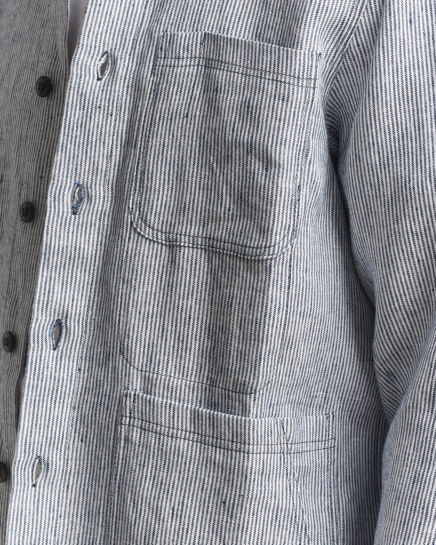 Uomini | Camicie | Peregrine | Windsor Linen Shacket Navy Stripe