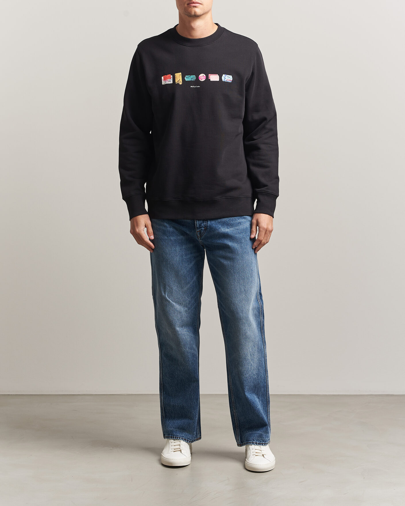 Uomini | Maglieria | PS Paul Smith | In A Row Crew Neck Sweatshirt Black