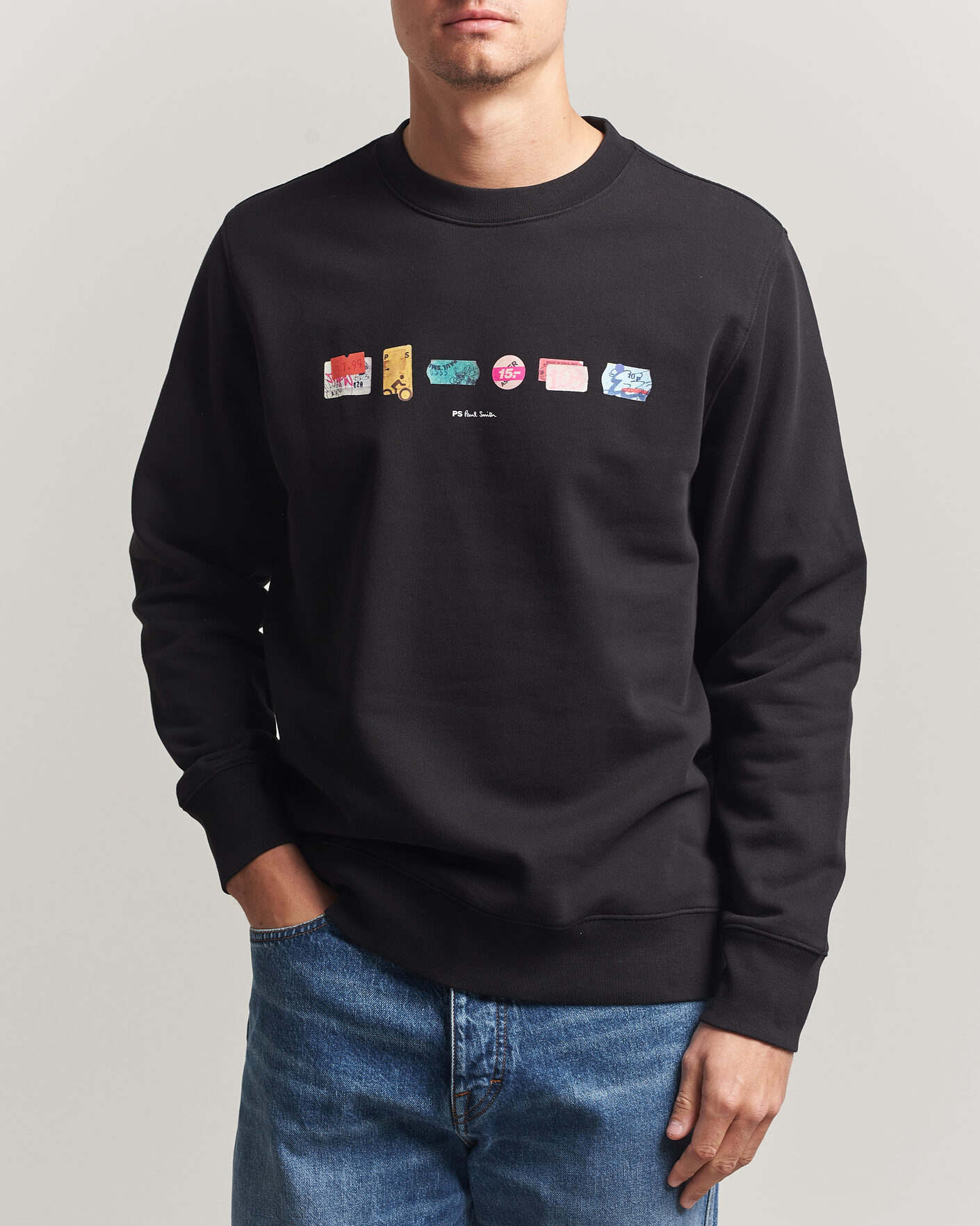 Uomini | Maglieria | PS Paul Smith | In A Row Crew Neck Sweatshirt Black