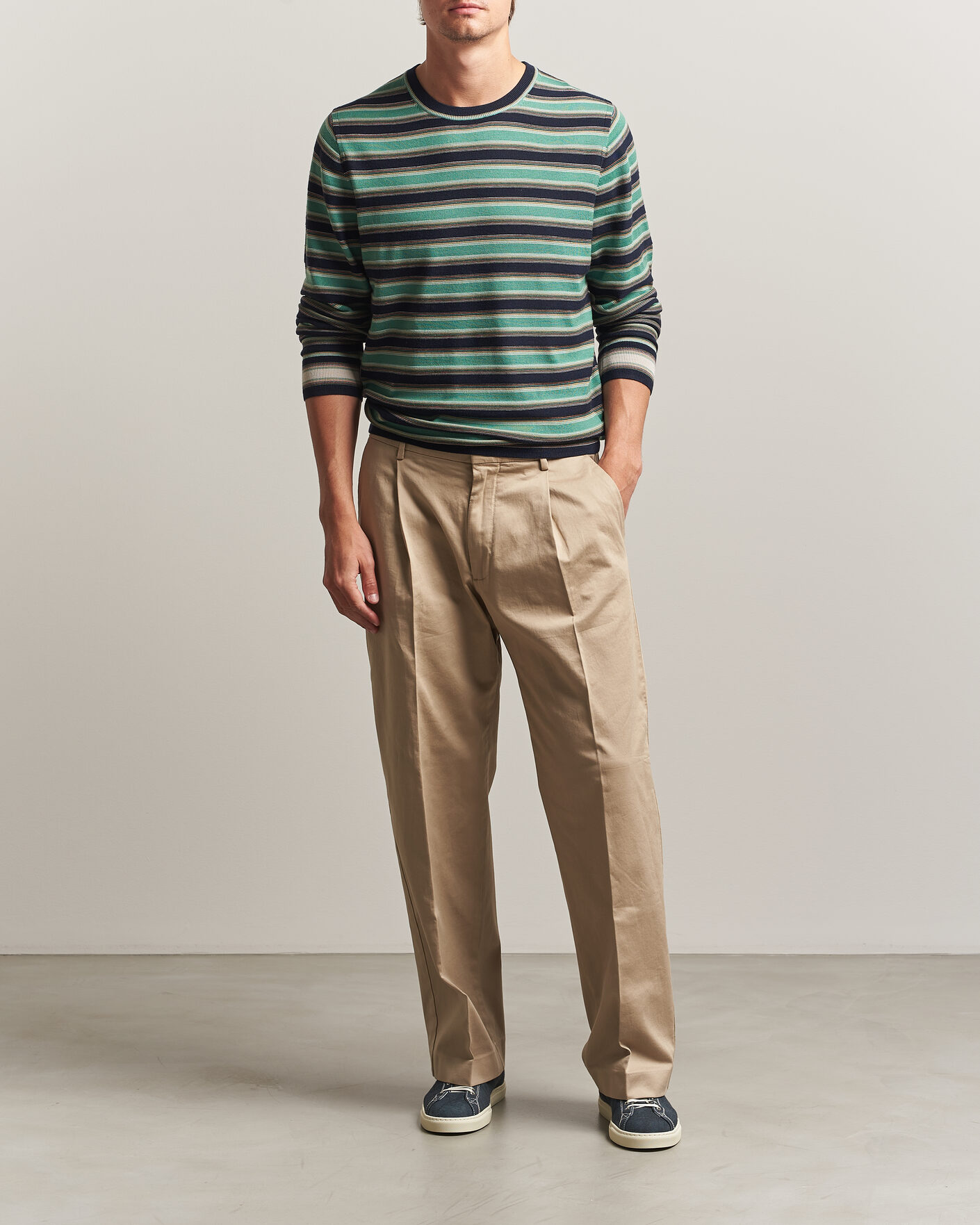 Uomini | Maglieria | PS Paul Smith | Merino Wool Knitted Striped Sweater Green