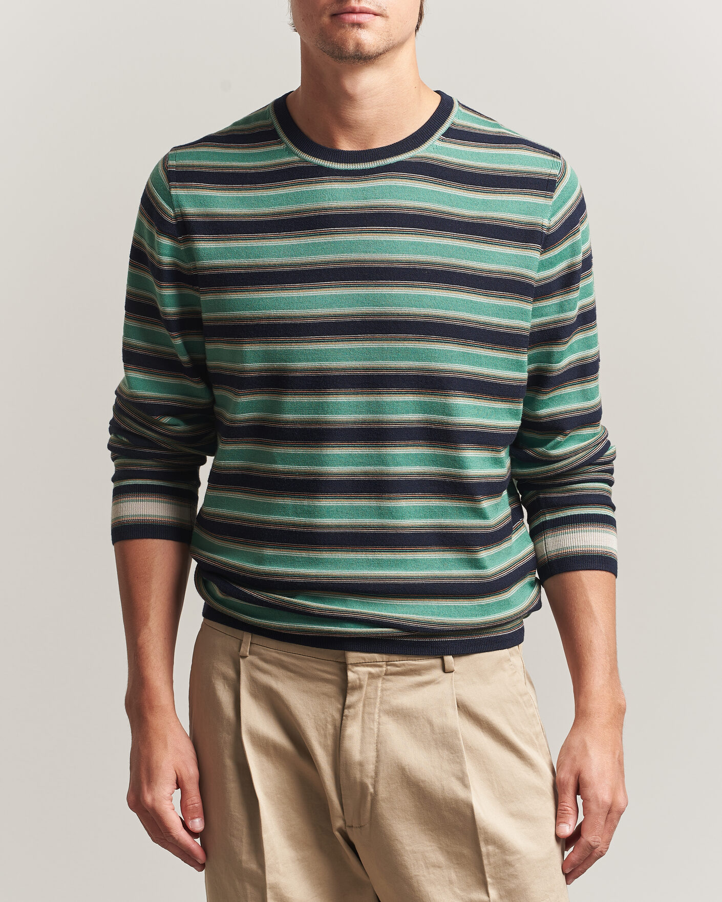 Uomini | Maglieria | PS Paul Smith | Merino Wool Knitted Striped Sweater Green
