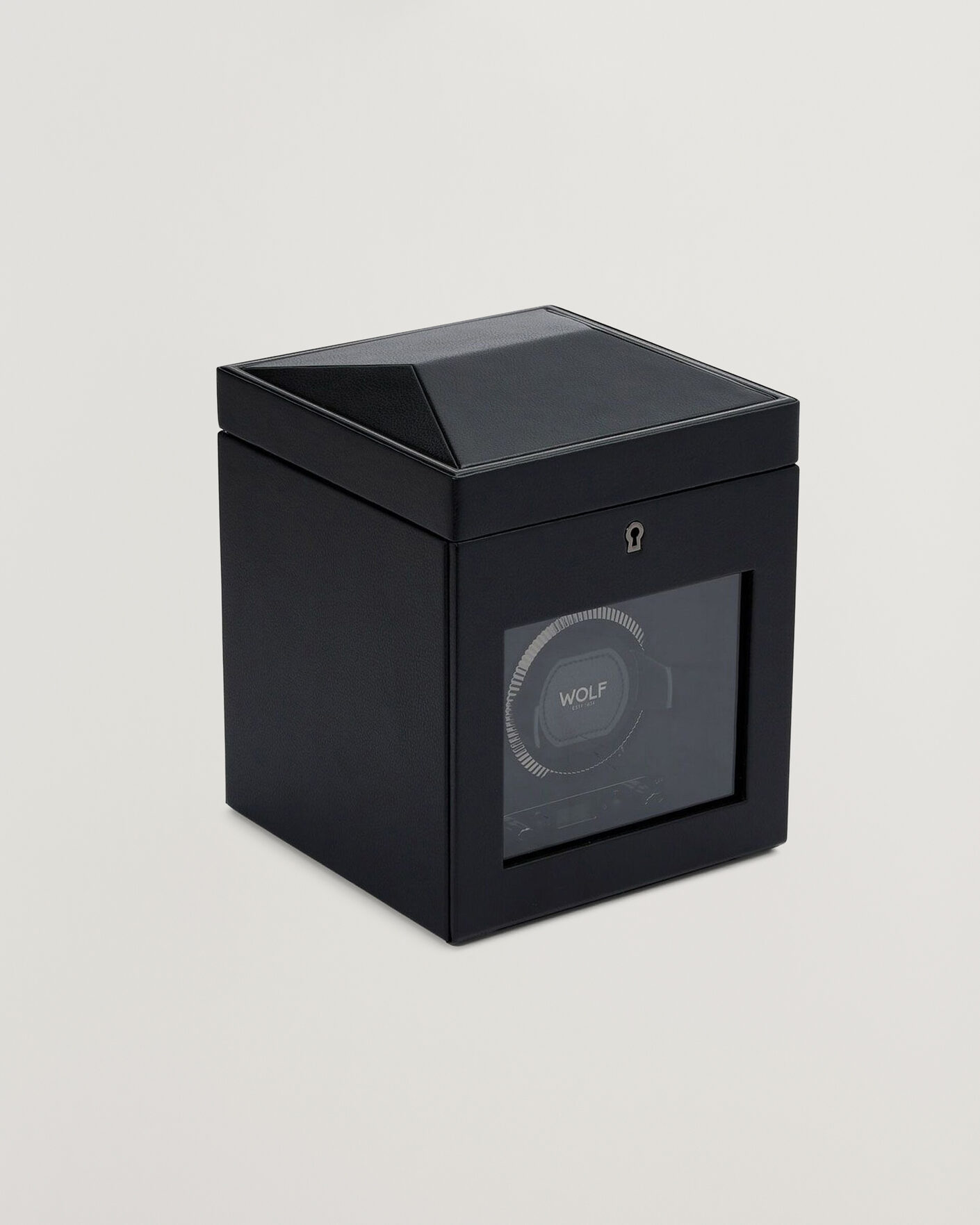 Uomini | WOLF British Racing Single Watch Winder With Storage Black | WOLF | British Racing Single Watch Winder With Storage Black