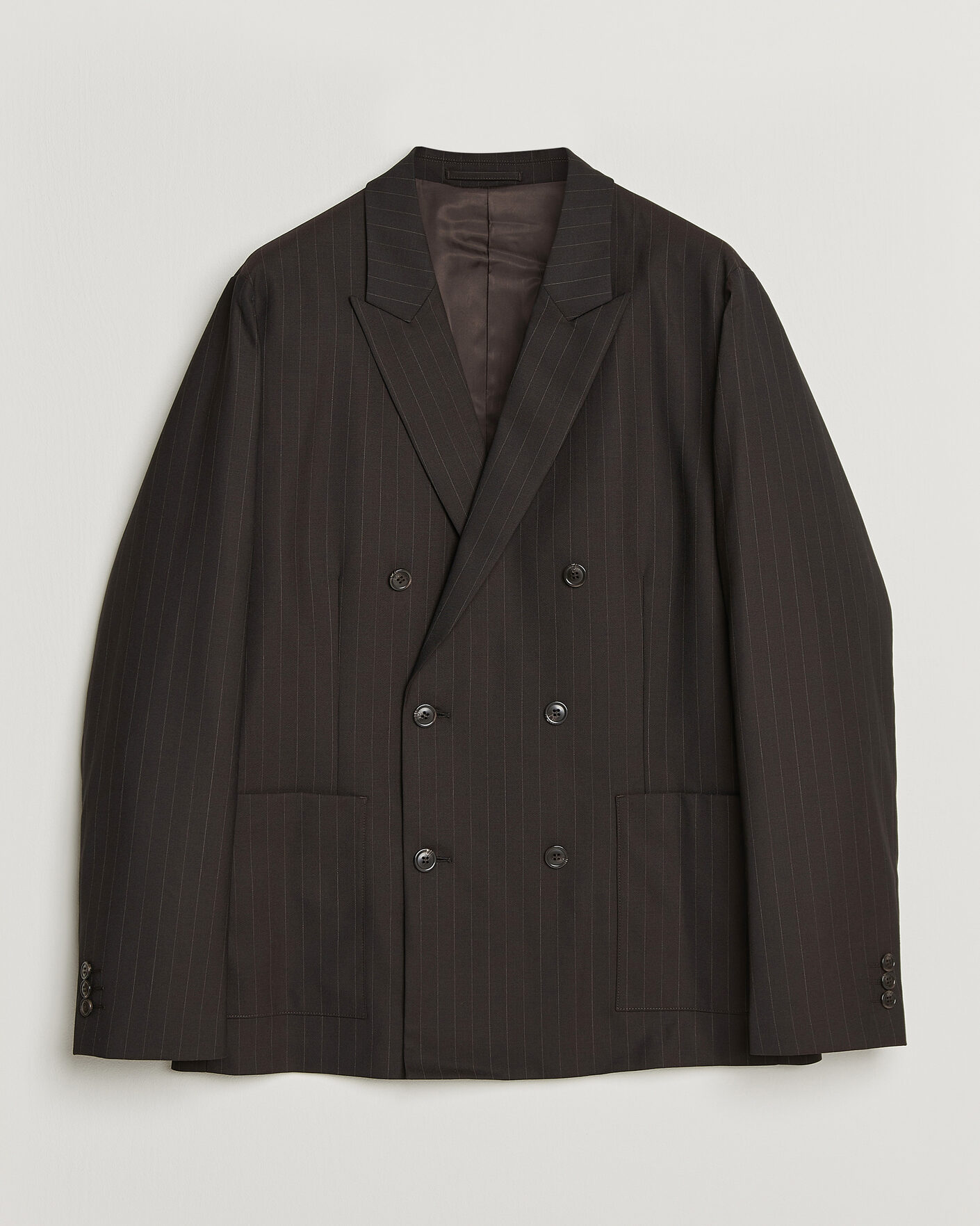 Uomini | Blazers | NN07 | Jordin Pinstriped Double Breasted Blazer Dark Brown