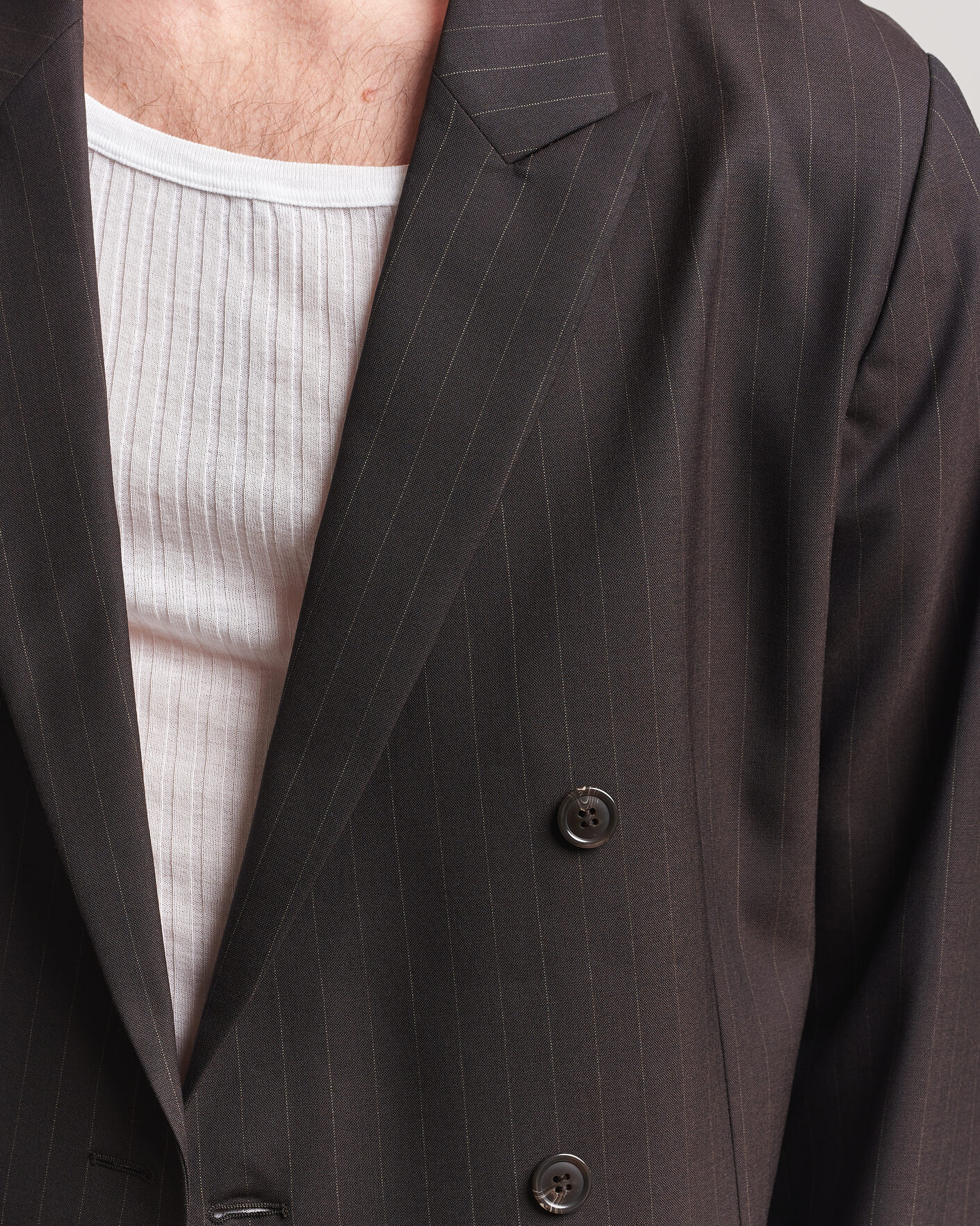 Uomini | Blazers | NN07 | Jordin Pinstriped Double Breasted Blazer Dark Brown