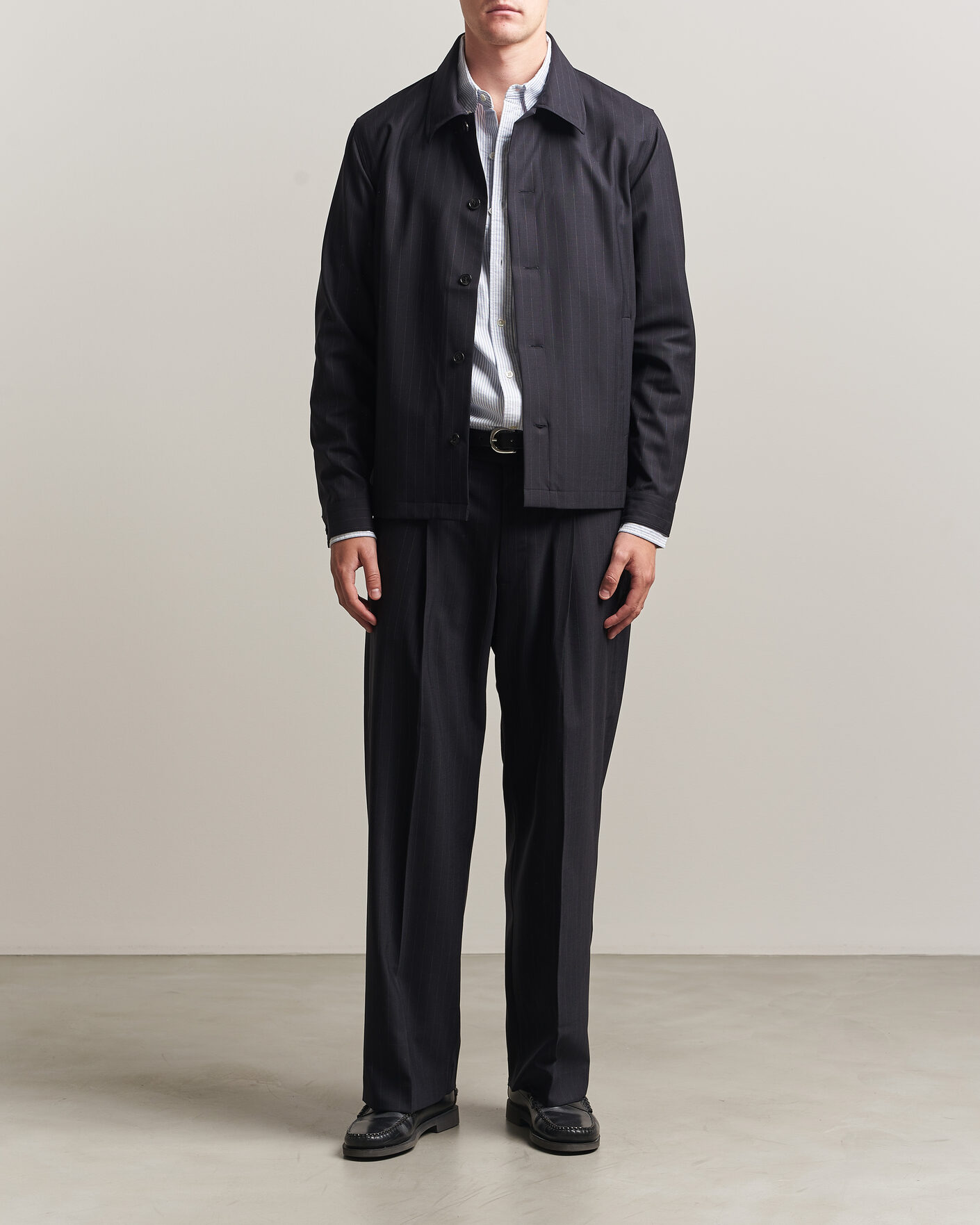 Uomini | Pantaloni | NN07 | Kay Pinstriped Pleated Trousers Navy Blue