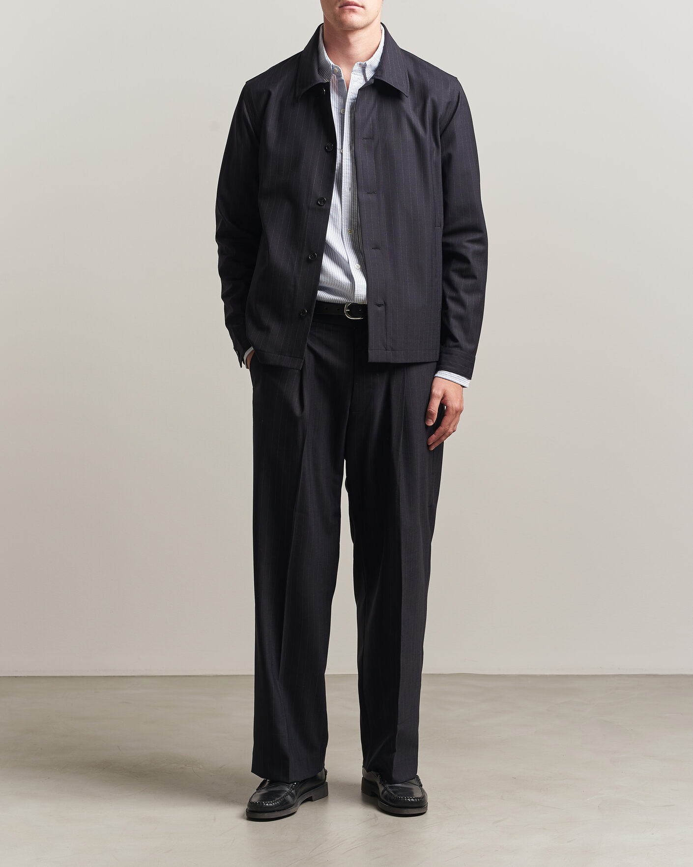 Uomini | Camicie | NN07 | Zander Pinstriped Overshirt Navy Blue