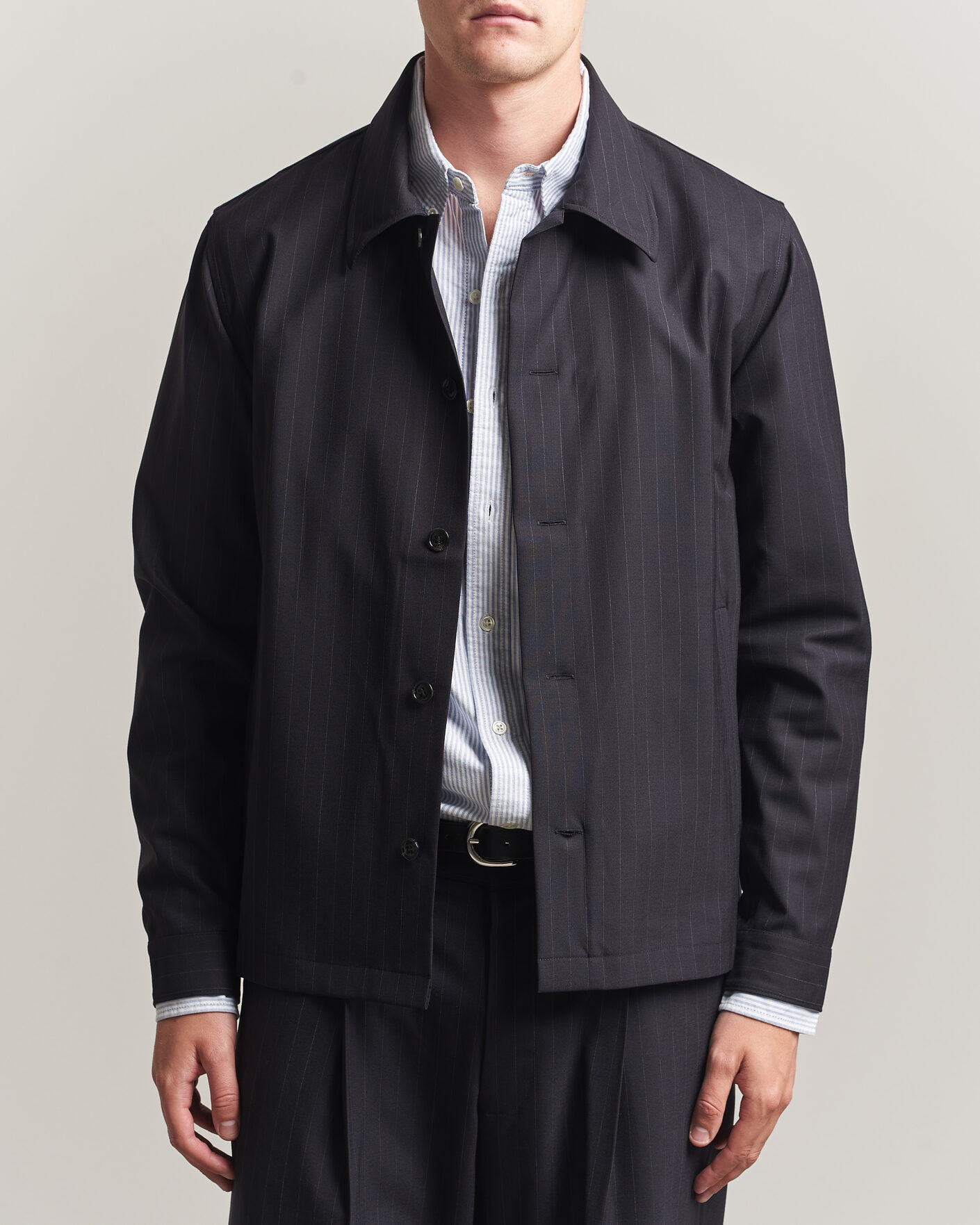 Uomini | Camicie | NN07 | Zander Pinstriped Overshirt Navy Blue