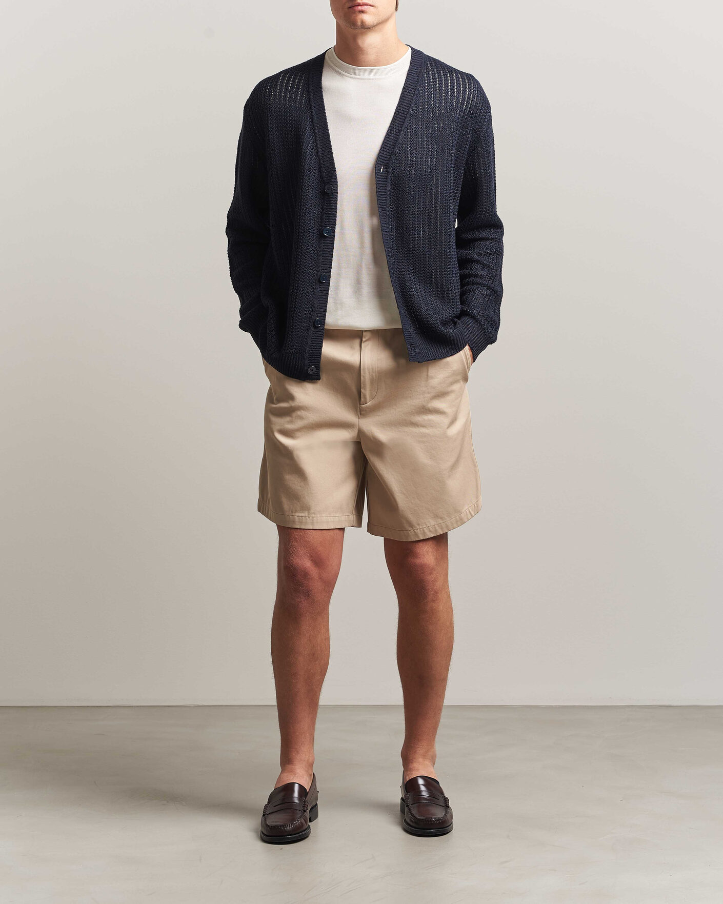 Uomini | Maglieria | NN07 | Tim Linen Knitted Cardigan Navy Blue