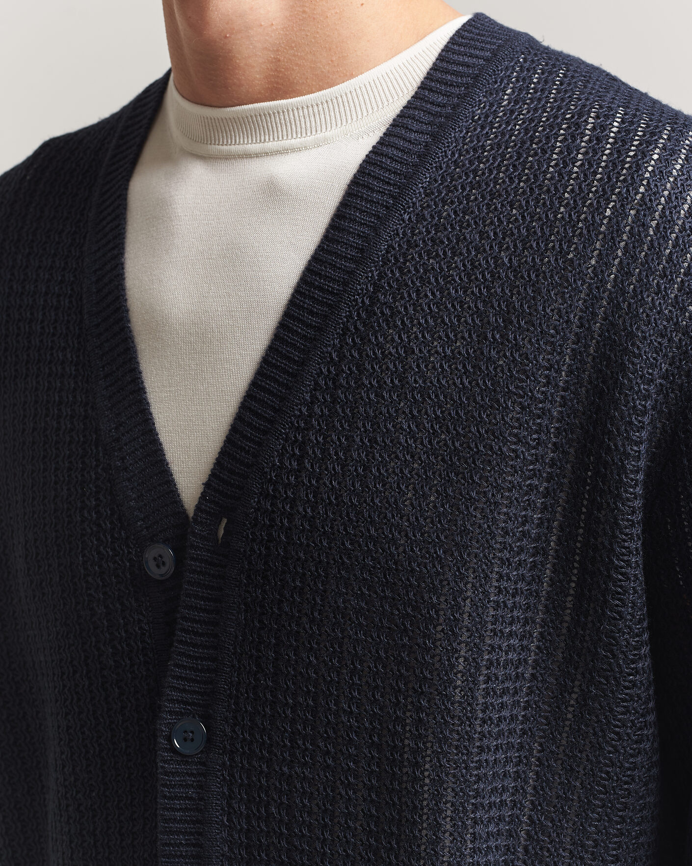 Uomini | Maglieria | NN07 | Tim Linen Knitted Cardigan Navy Blue