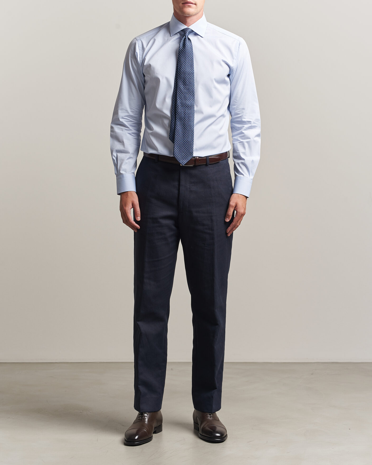 Uomini | Camicie | Brioni | Poplin Cotton Dress Shirt Light Blue