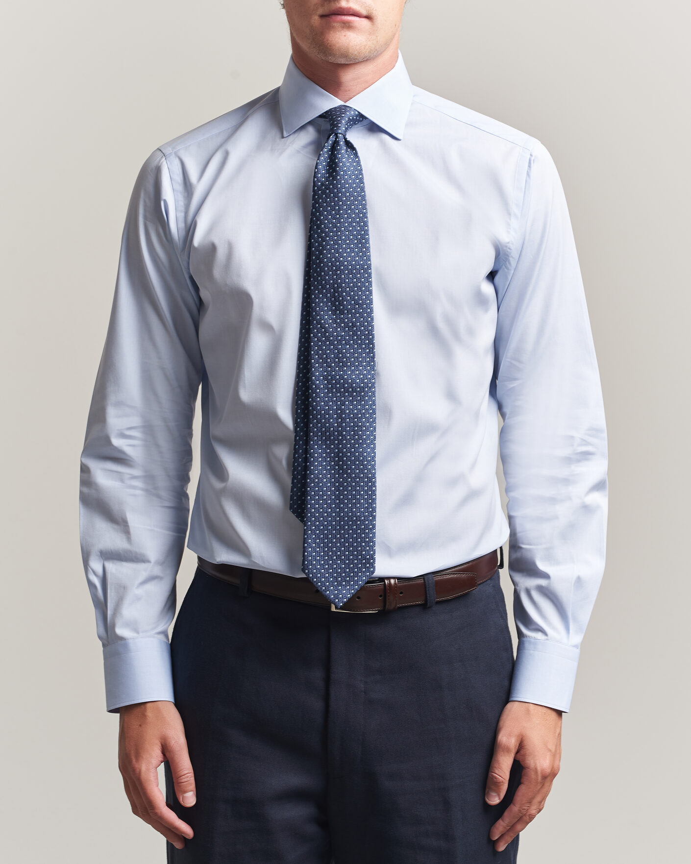 Uomini | Camicie | Brioni | Poplin Cotton Dress Shirt Light Blue