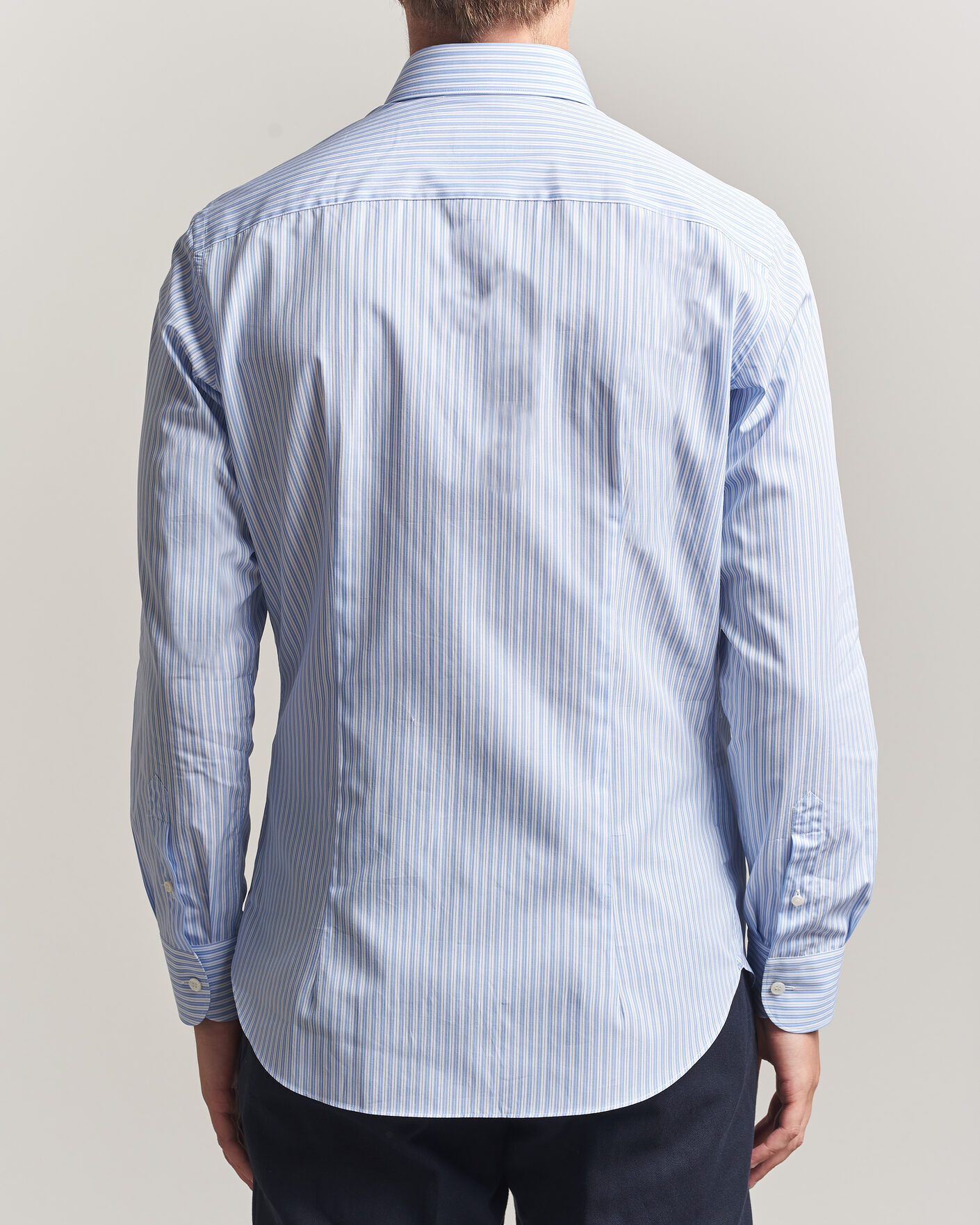 Uomini | Camicie | Brioni | Poplin Cotton Dress Shirt Light Blue Stripe