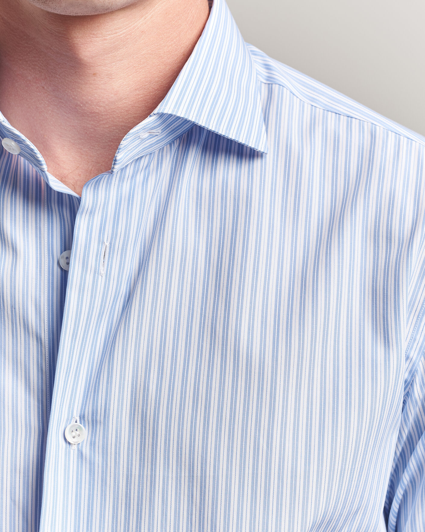 Uomini | Camicie | Brioni | Poplin Cotton Dress Shirt Light Blue Stripe