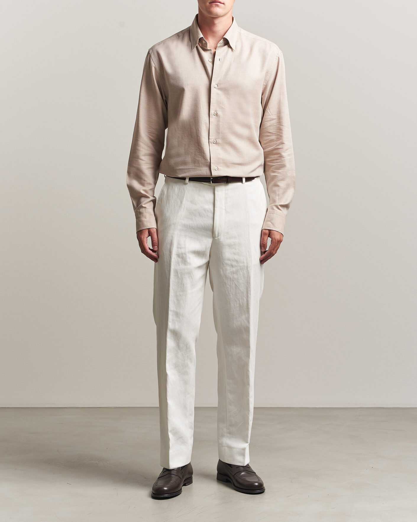 Uomini | Camicie | Brioni | Cotton/Cashmere Flannel Shirt Beige