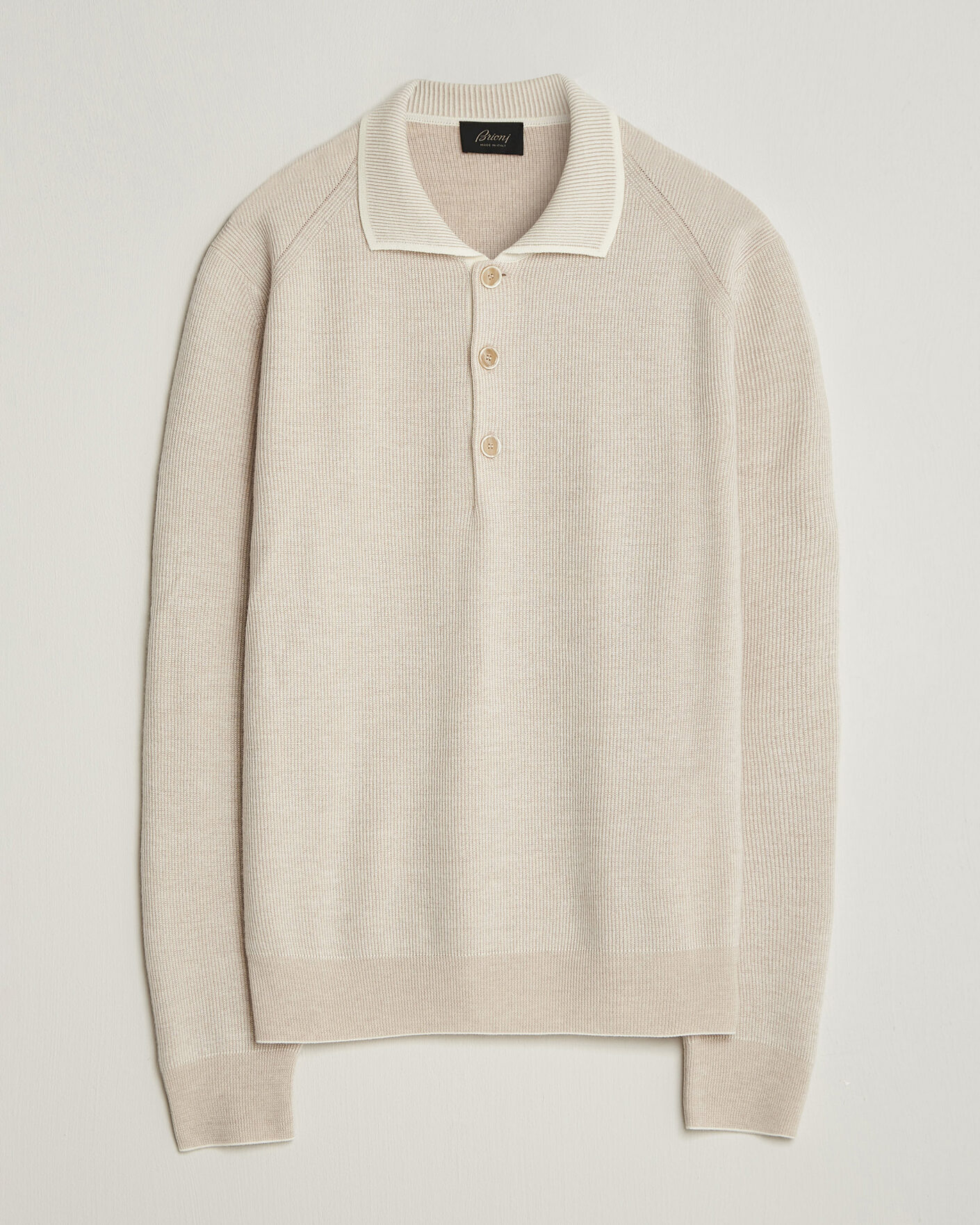 Uomini | Maglieria | Brioni | Cashmere Rib Knitted Polo Light Beige