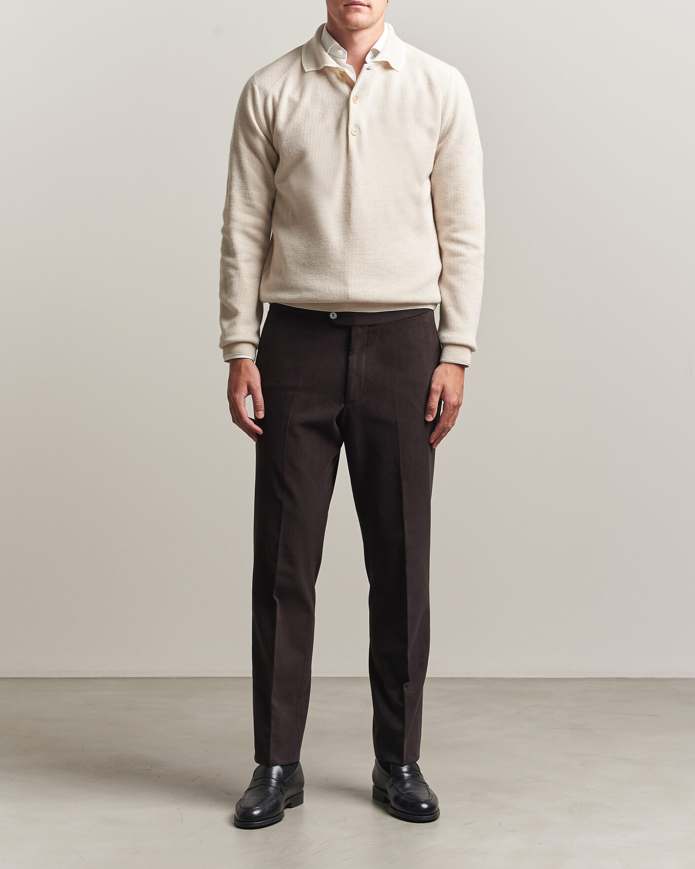 Uomini | Maglieria | Brioni | Cashmere Rib Knitted Polo Light Beige