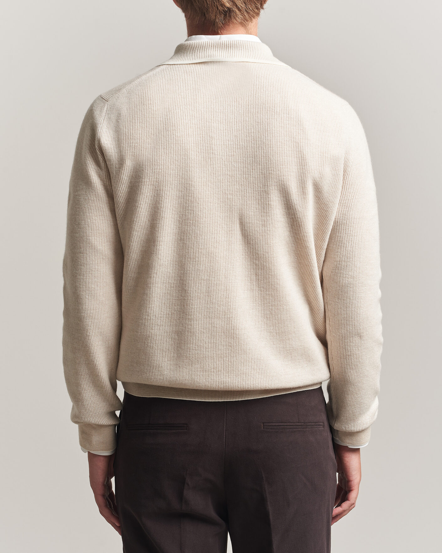 Uomini | Maglieria | Brioni | Cashmere Rib Knitted Polo Light Beige