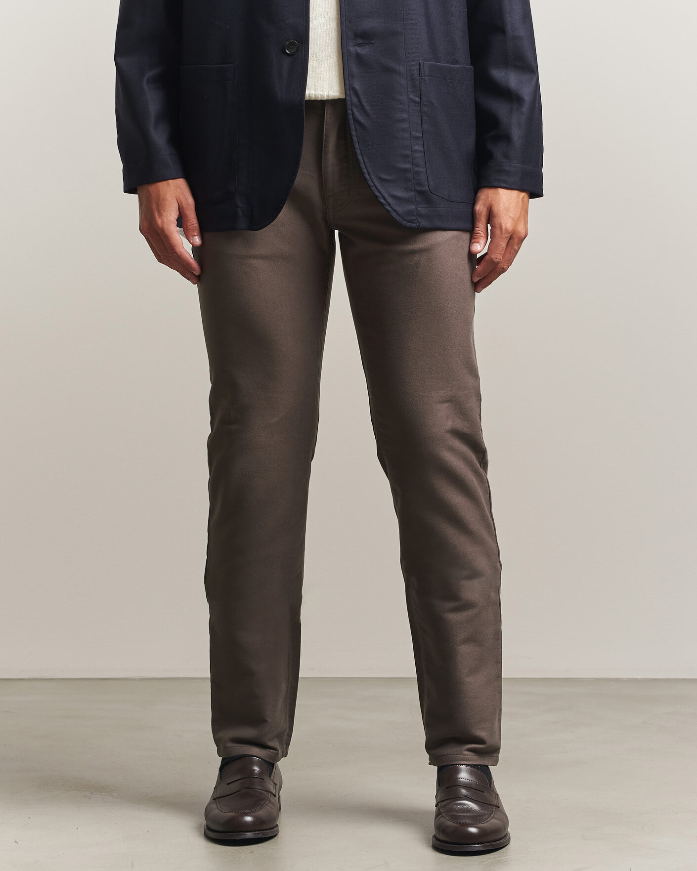 Uomini | Pantaloni | Brioni | 5-Pocket Moleskine Pants Grey