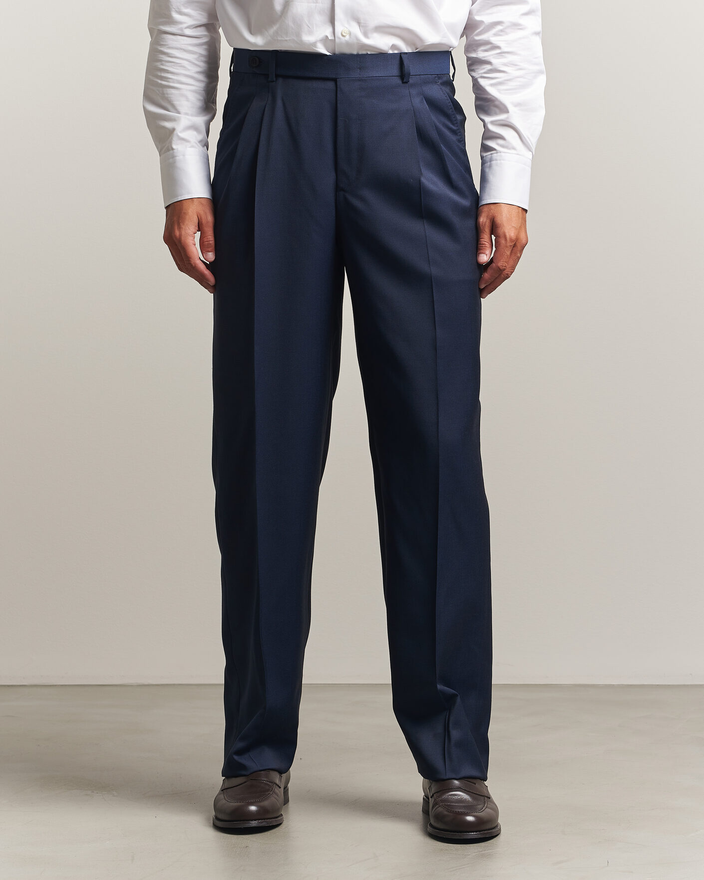Uomini | Pantaloni | Brioni | Capri Wool Trousers Navy