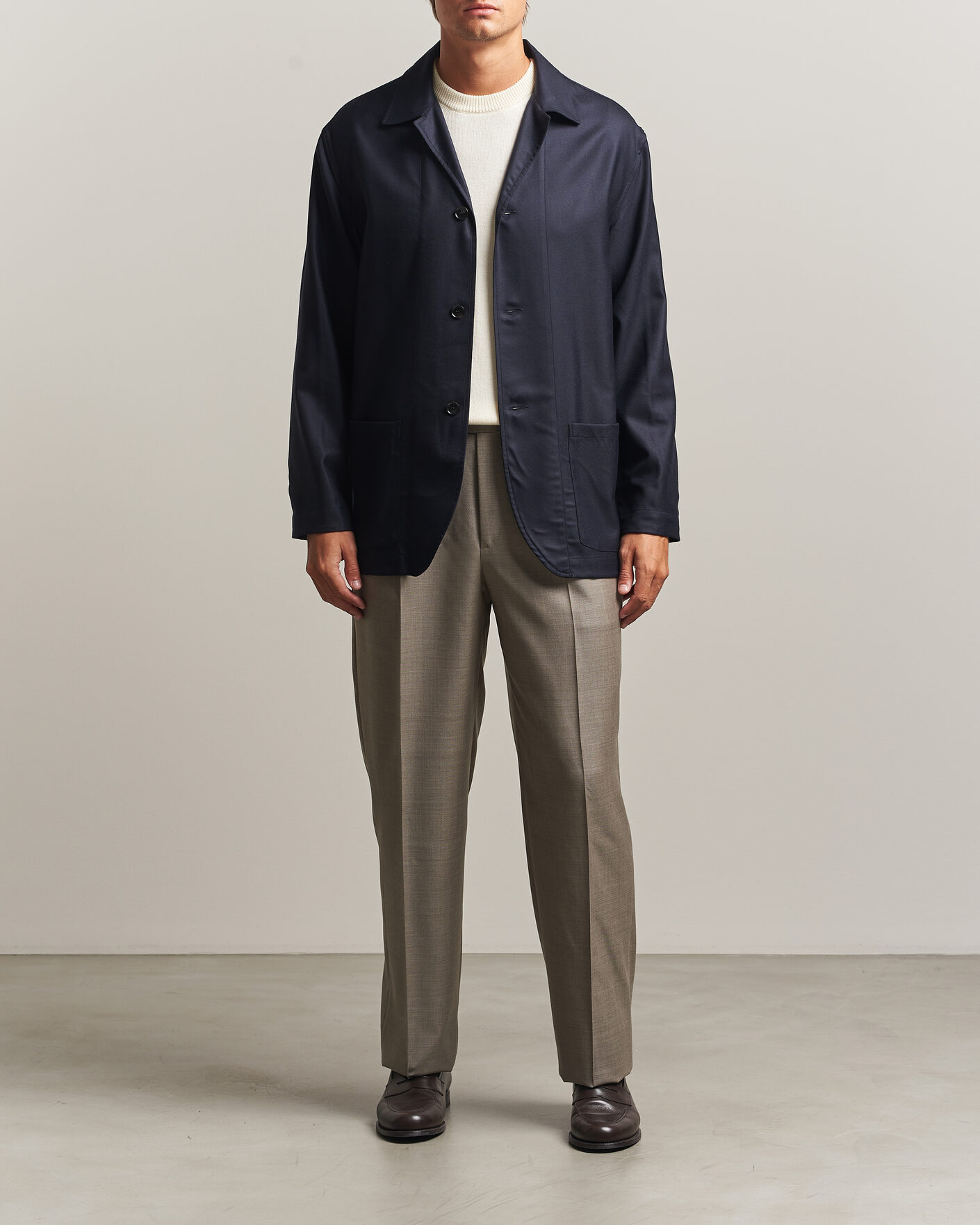 Uomini | Pantaloni | Brioni | Capri Wool Trousers Beige