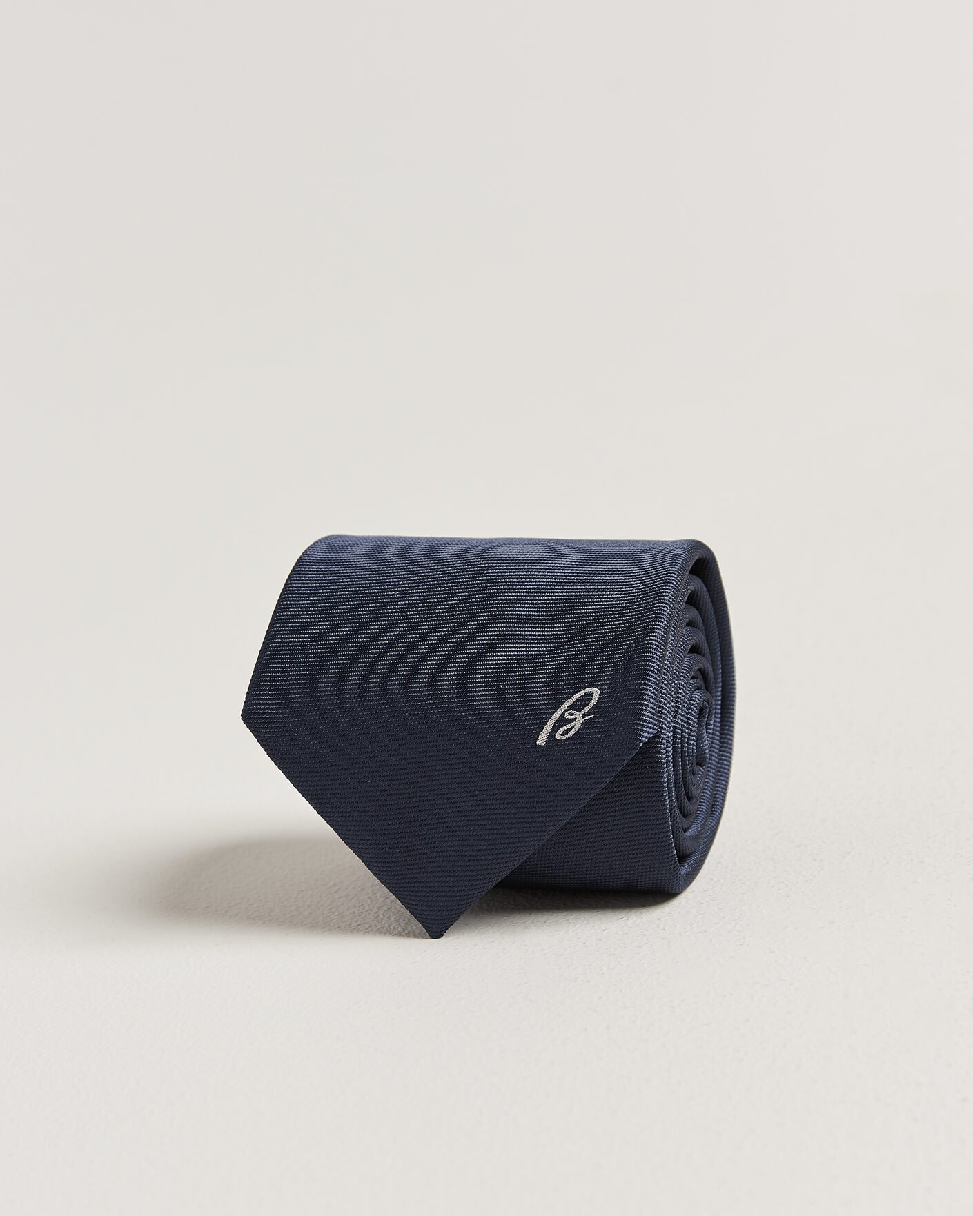 Uomini | Cravatte | Brioni | Embroidered Logo Silk Tie Navy