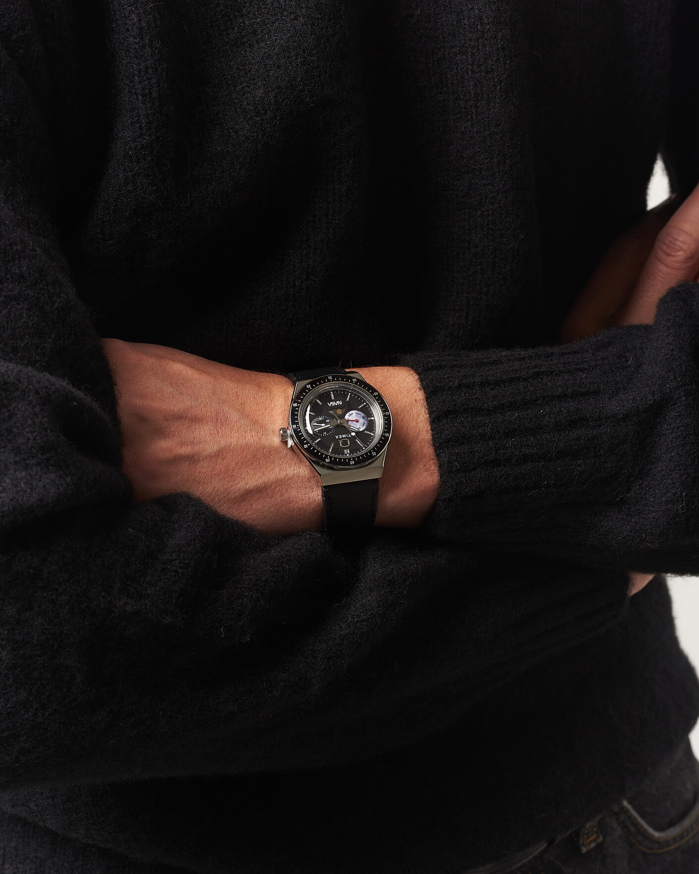 Uomini | Timex Q Timex x NASA Luminous Leather Strap 40mm Black Dial | Timex | Q x NASA Luminous Leather Strap 40mm Black Dial