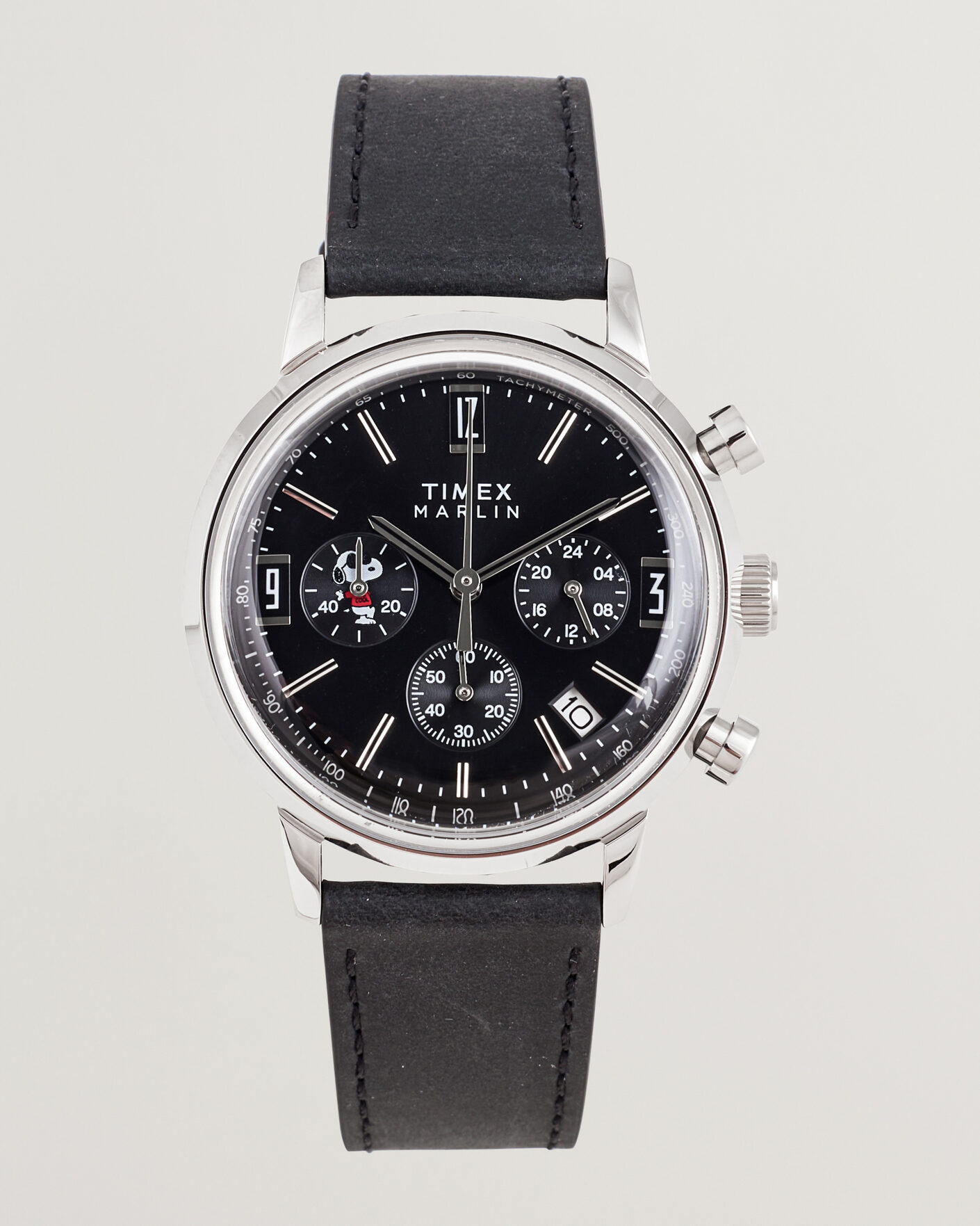 Uomini | Timex Timex x Peanuts Chrono Cool Joe Leather 40mm Black Dial | Timex | x Peanuts Chrono Cool Joe Leather 40mm Black Dial