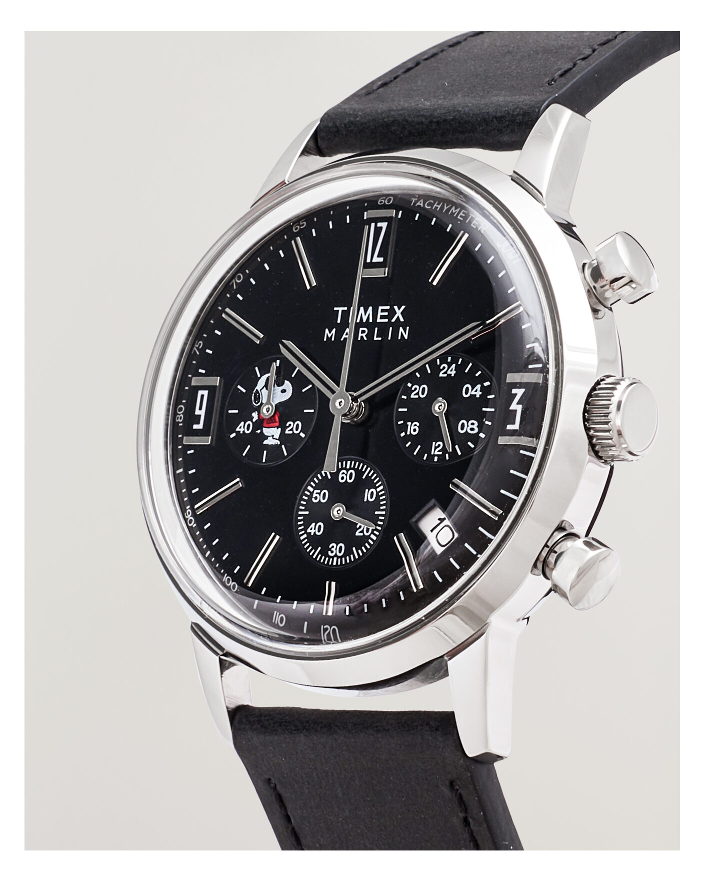 Uomini | Timex Timex x Peanuts Chrono Cool Joe Leather 40mm Black Dial | Timex | x Peanuts Chrono Cool Joe Leather 40mm Black Dial