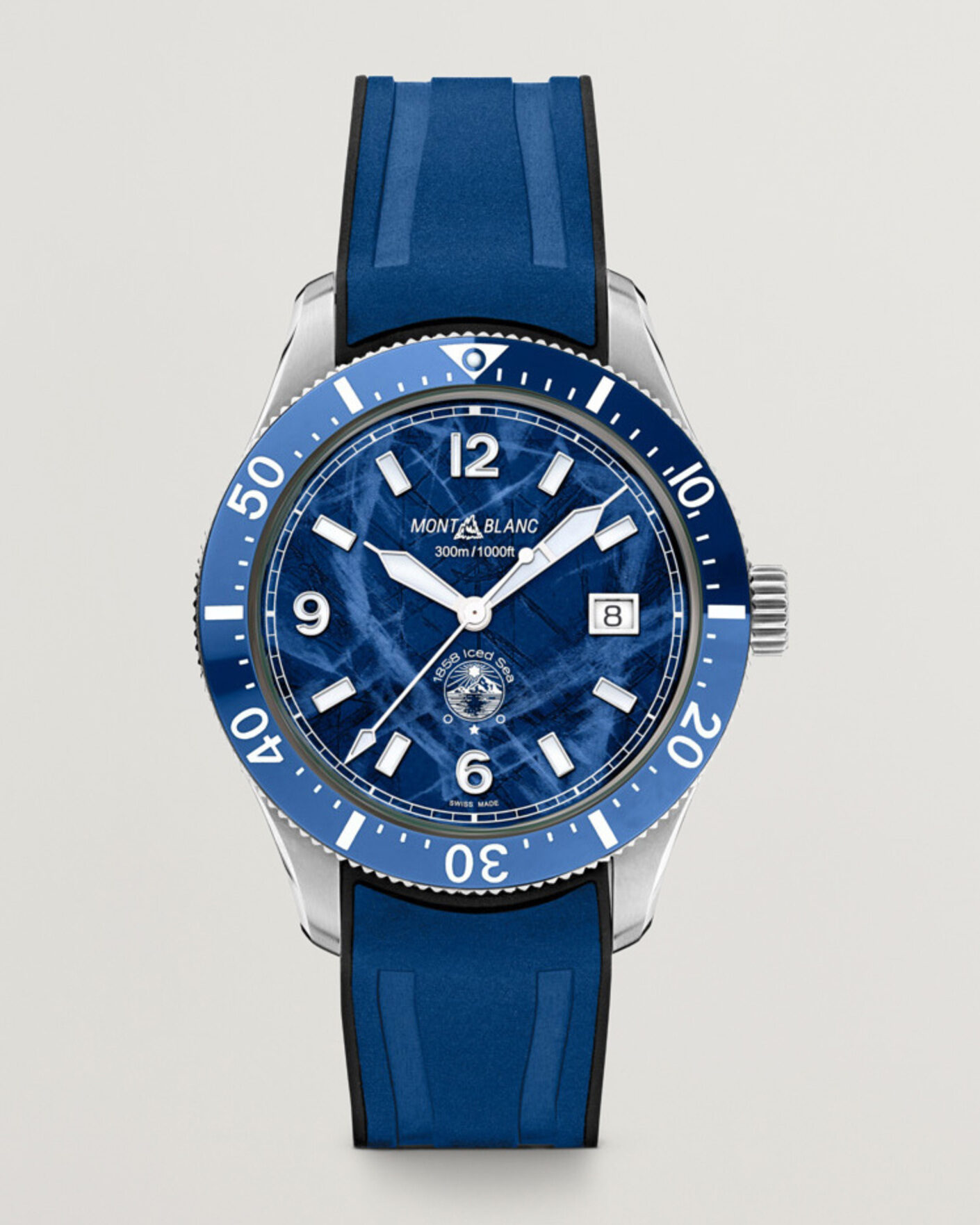 Uomini | Montblanc Iced Sea Automatic Date Rubber Strap Blue | Montblanc | Iced Sea Automatic Date Rubber Strap Blue