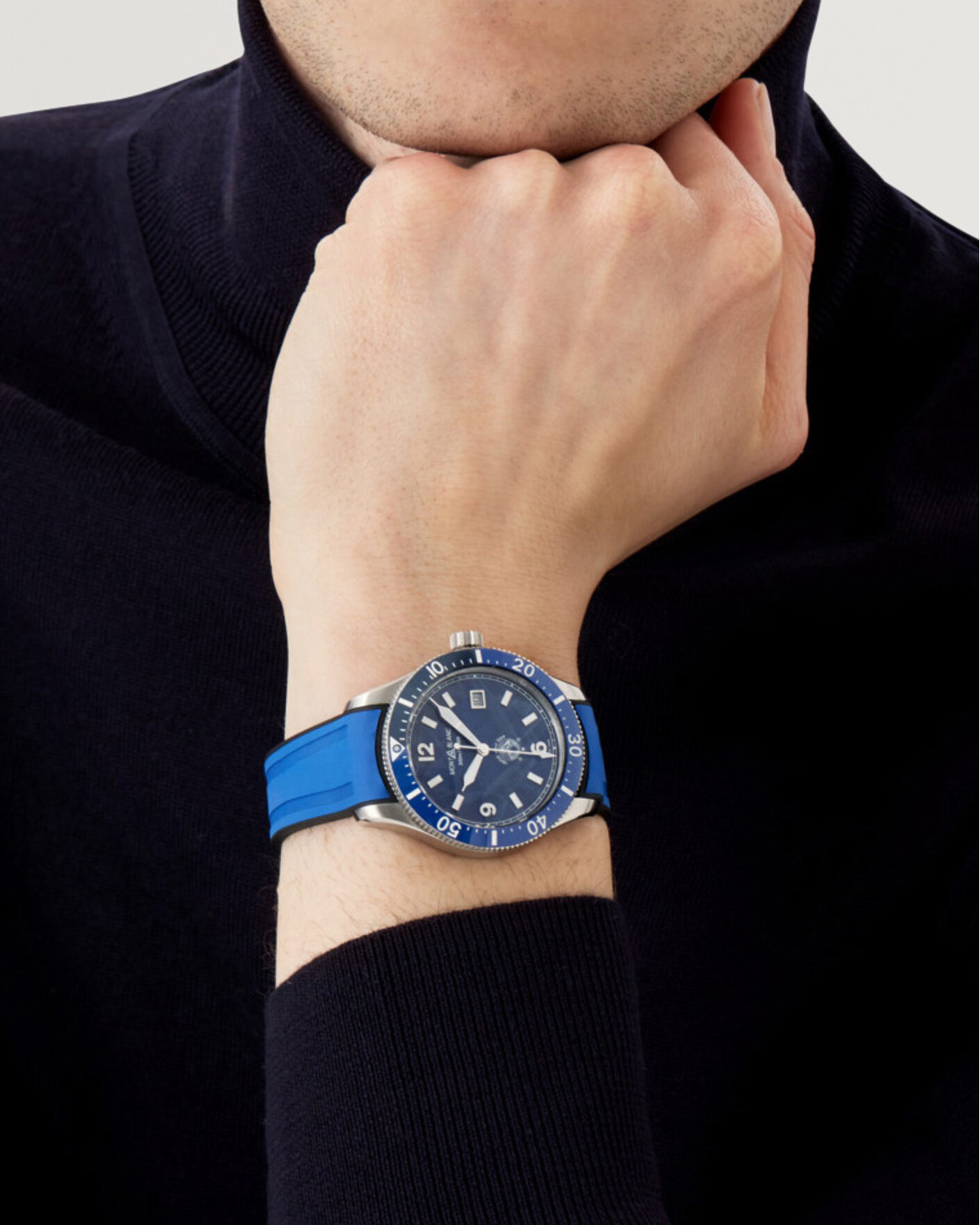 Uomini | Montblanc Iced Sea Automatic Date Rubber Strap Blue | Montblanc | Iced Sea Automatic Date Rubber Strap Blue