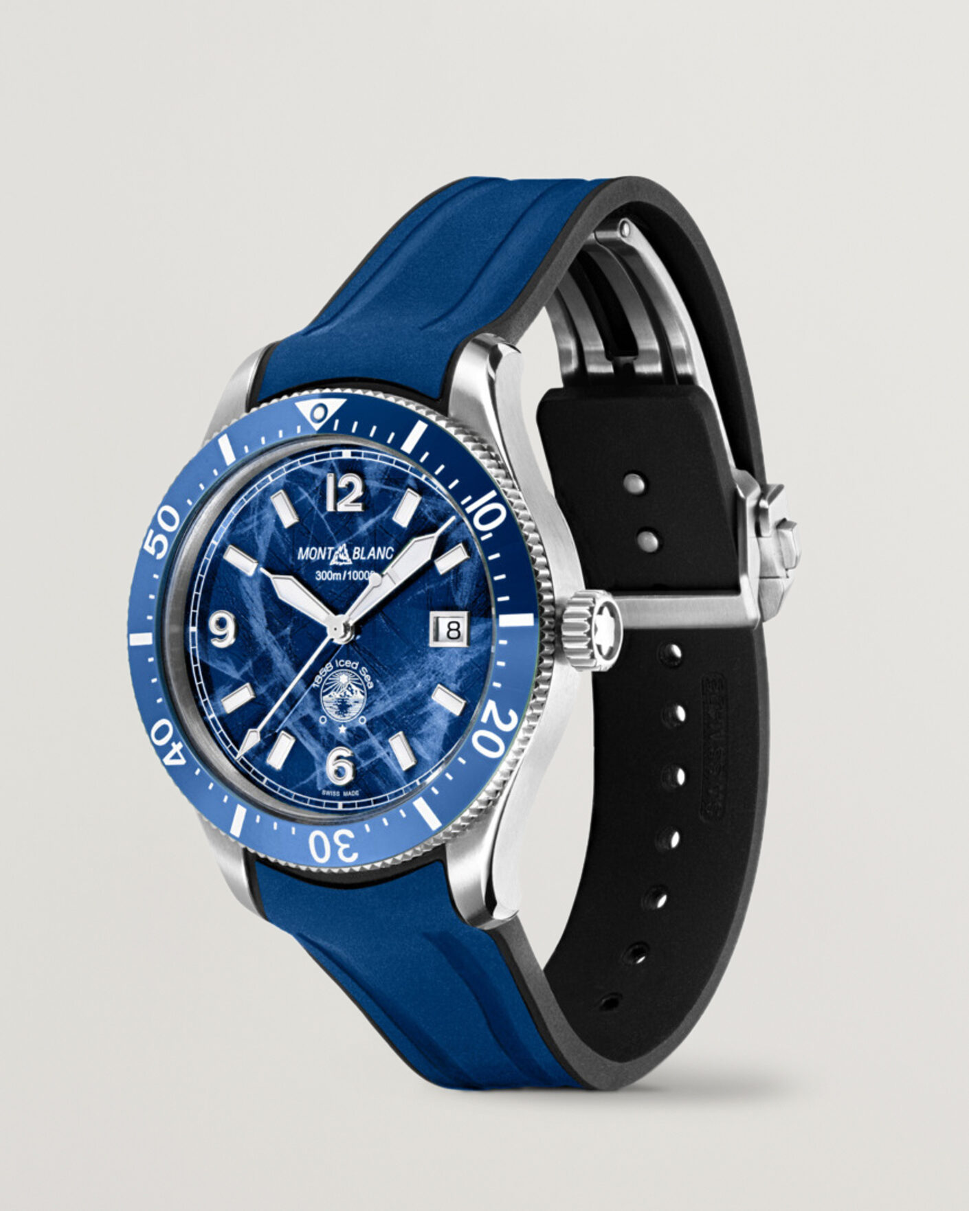 Uomini | Montblanc Iced Sea Automatic Date Rubber Strap Blue | Montblanc | Iced Sea Automatic Date Rubber Strap Blue