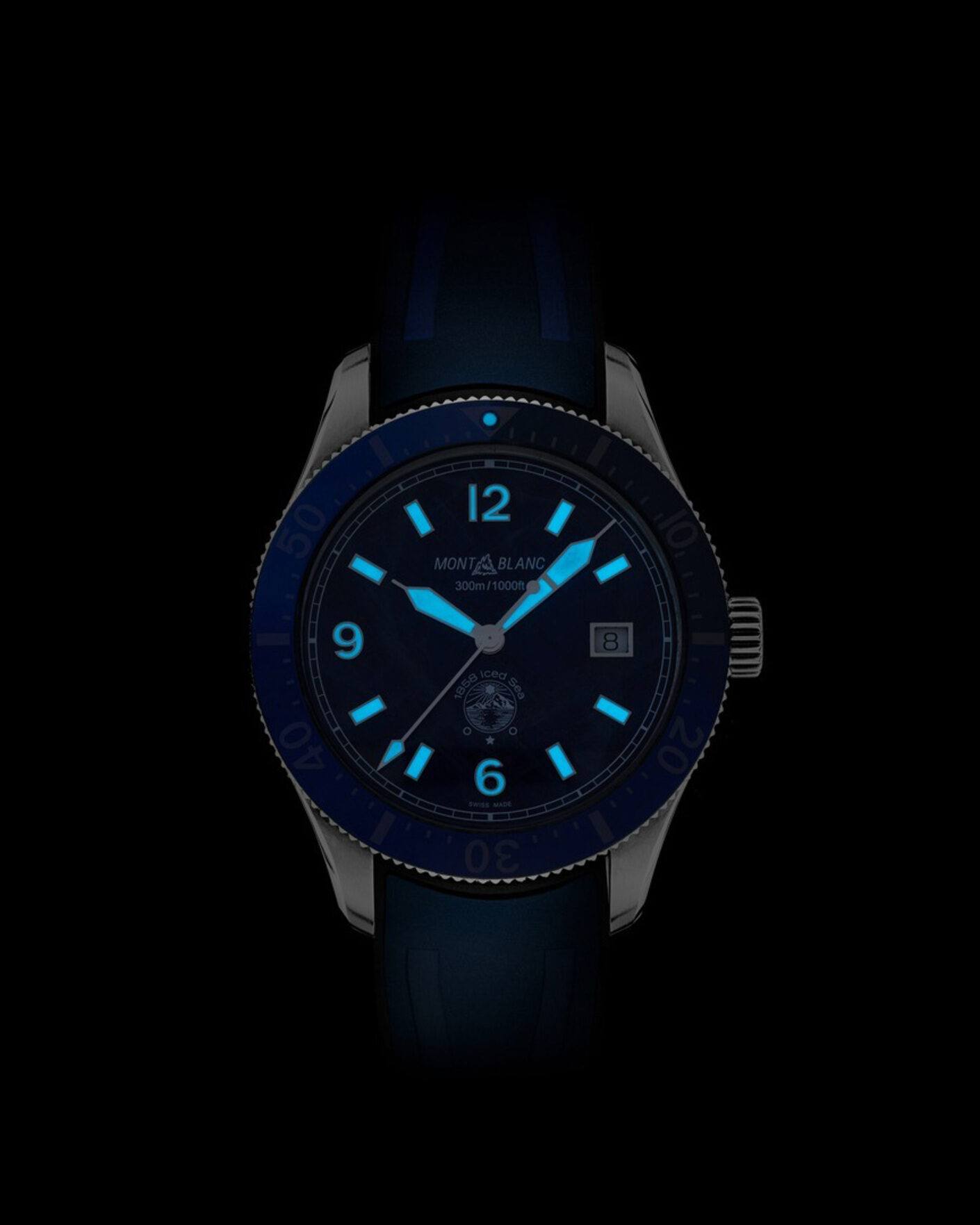 Uomini | Montblanc Iced Sea Automatic Date Rubber Strap Blue | Montblanc | Iced Sea Automatic Date Rubber Strap Blue