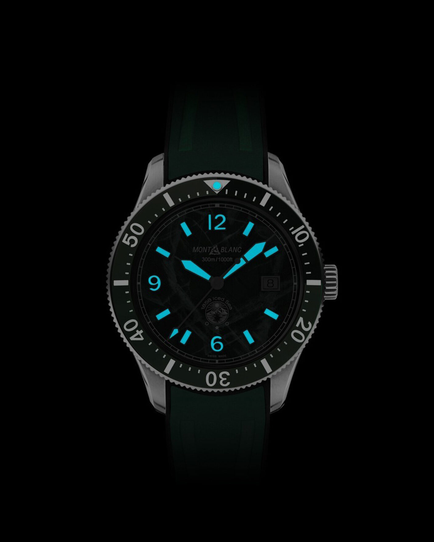 Uomini | Montblanc Iced Sea Automatic Date Rubber Strap Green | Montblanc | Iced Sea Automatic Date Rubber Strap Green
