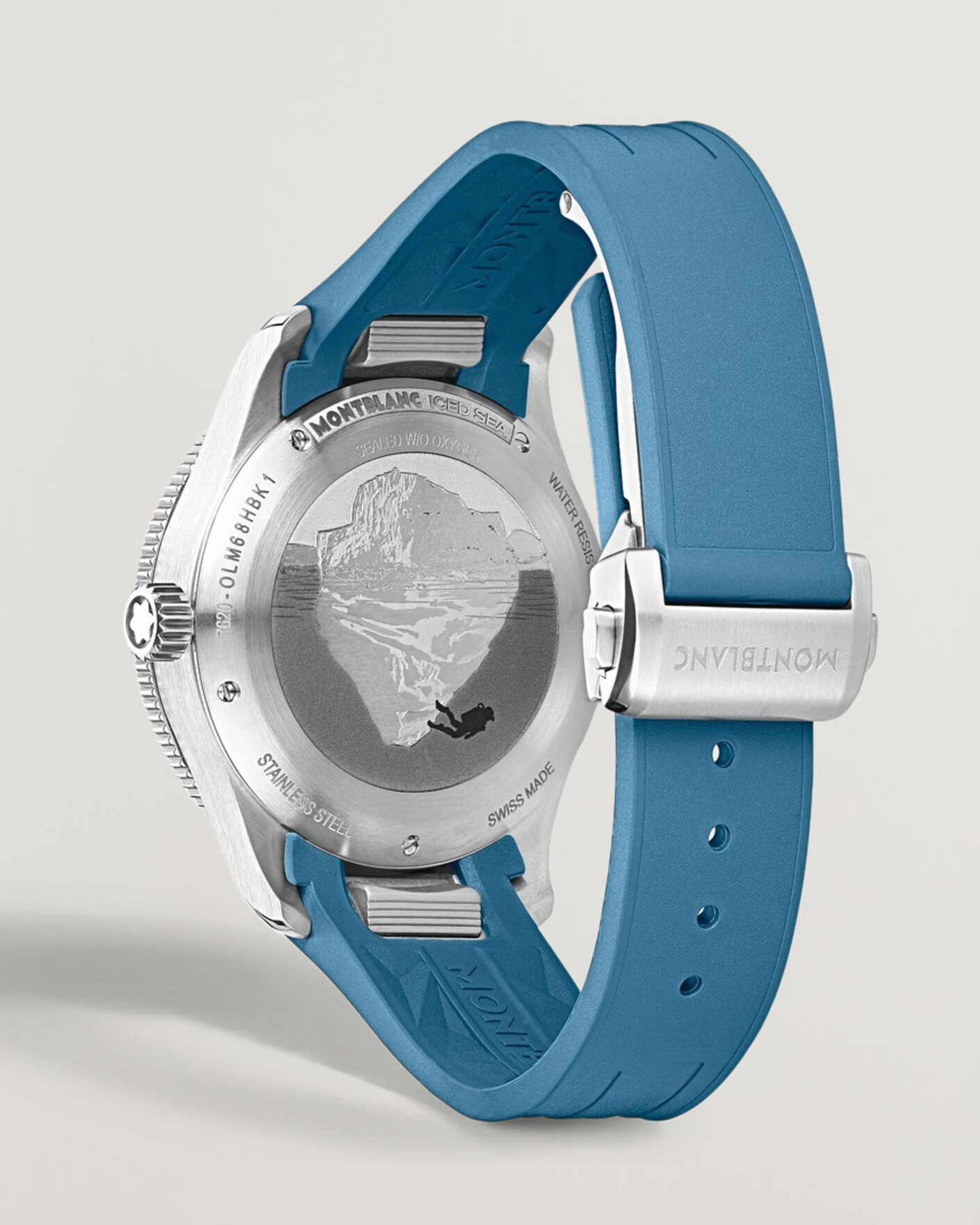 Uomini | Montblanc Iced Sea Automatic Date 0 Oxygen Rubber Strap Light Blue | Montblanc | Iced Sea Automatic Date 0 Oxygen Rubber Strap Light Blue