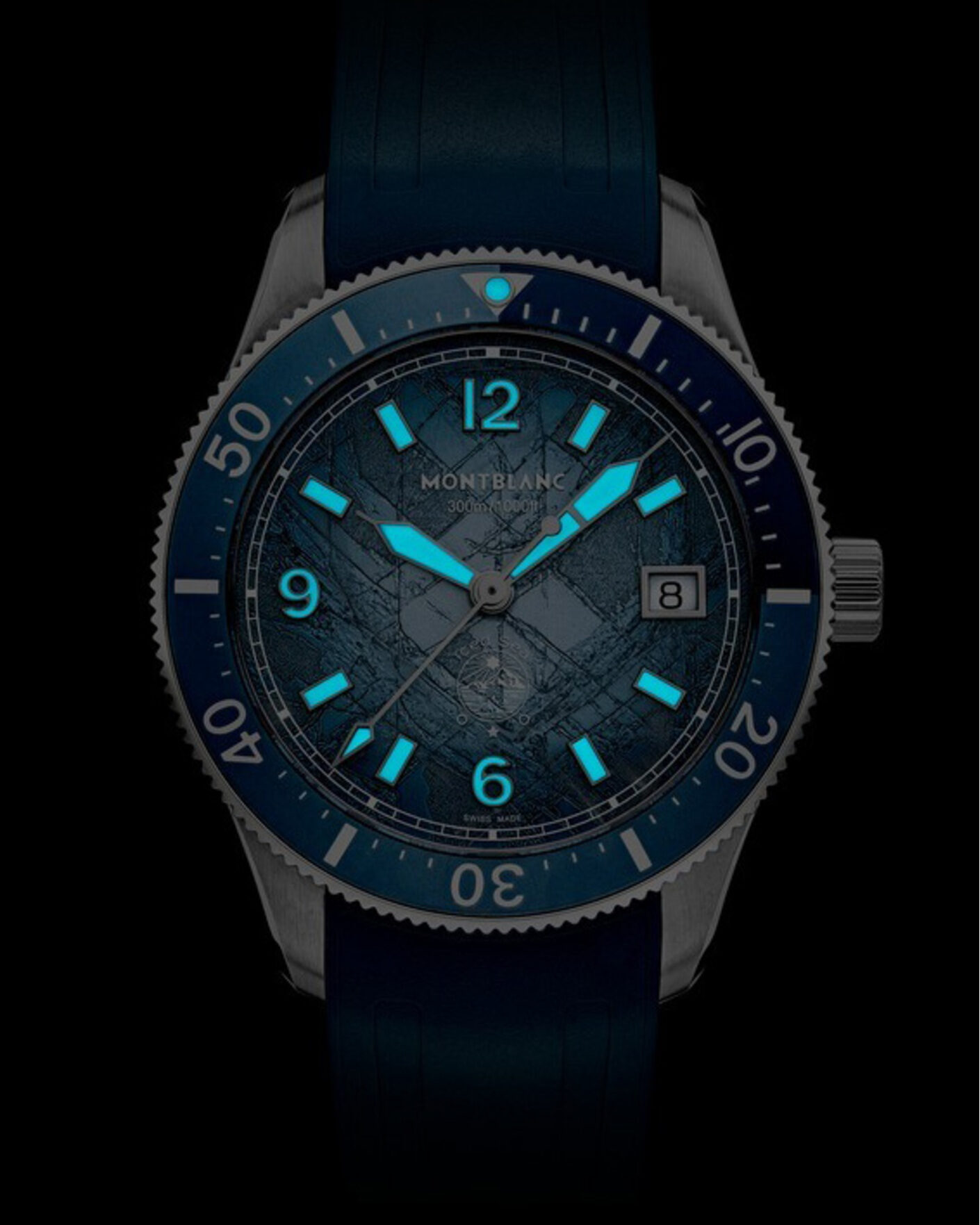 Uomini | Montblanc Iced Sea Automatic Date 0 Oxygen Rubber Strap Light Blue | Montblanc | Iced Sea Automatic Date 0 Oxygen Rubber Strap Light Blue