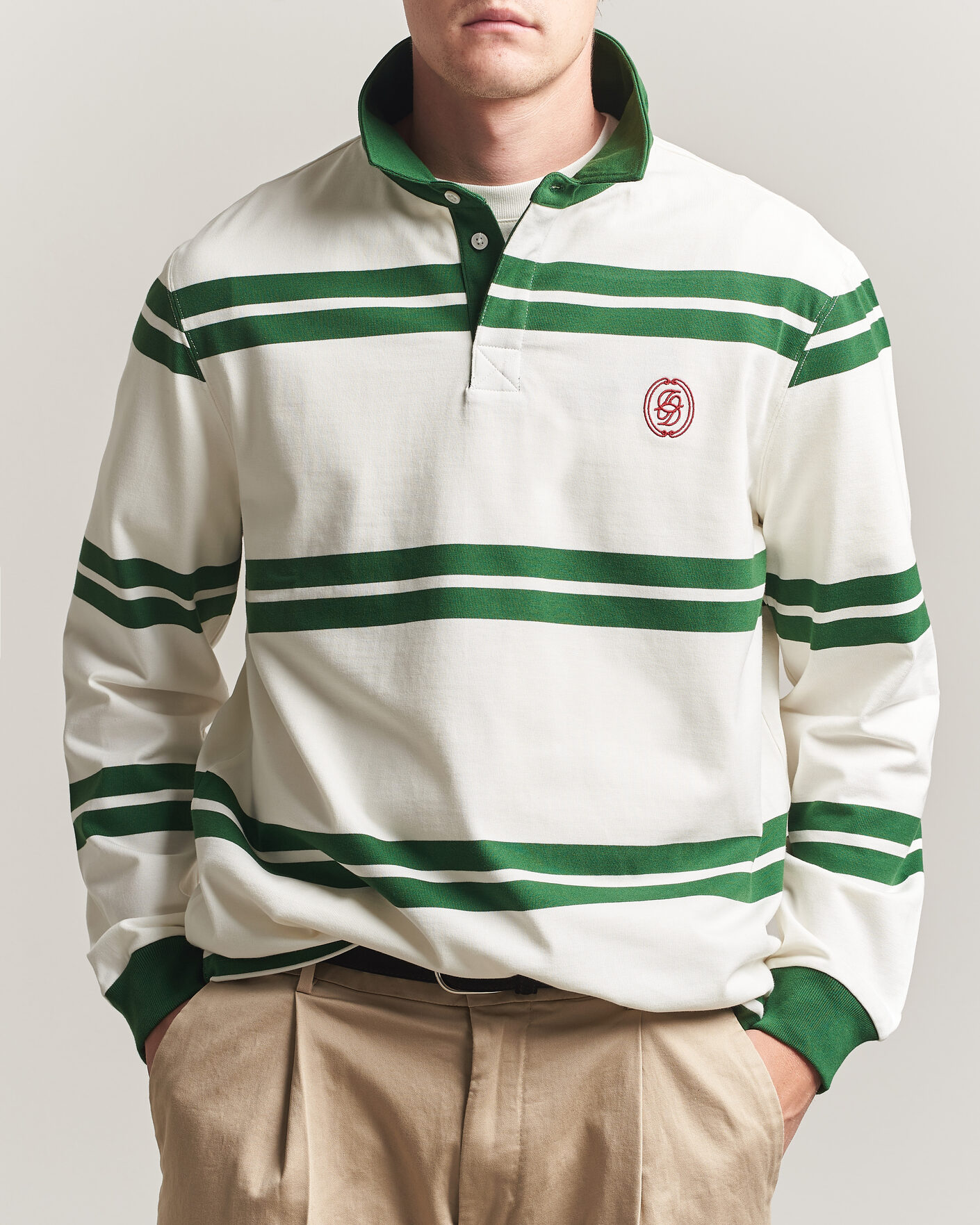 Uomini | Maglieria | Drôle de Monsieur | Ornament Striped Rugger Water Green