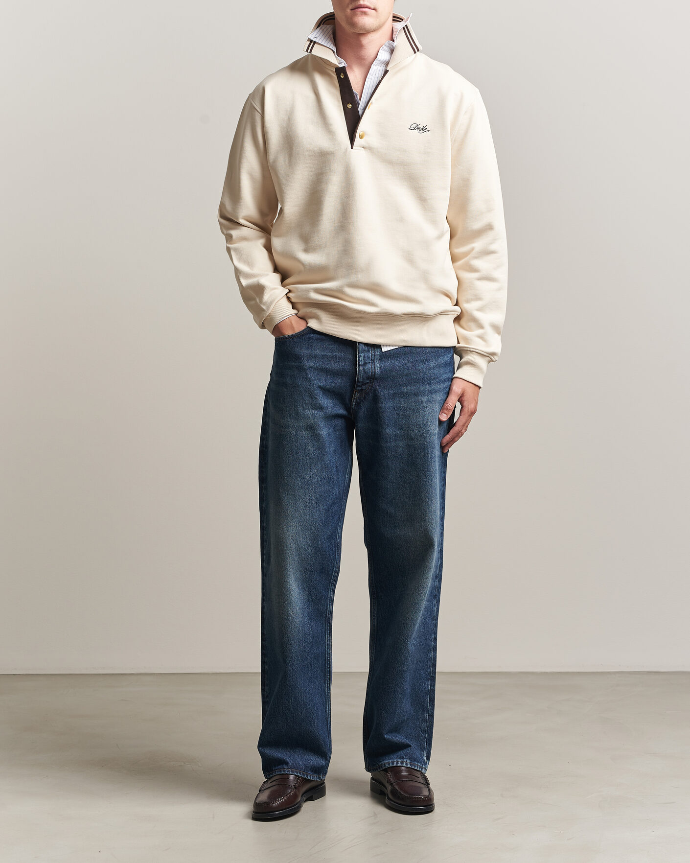 Uomini | Maglieria | Drôle de Monsieur | Tipped Rugger Light Sand
