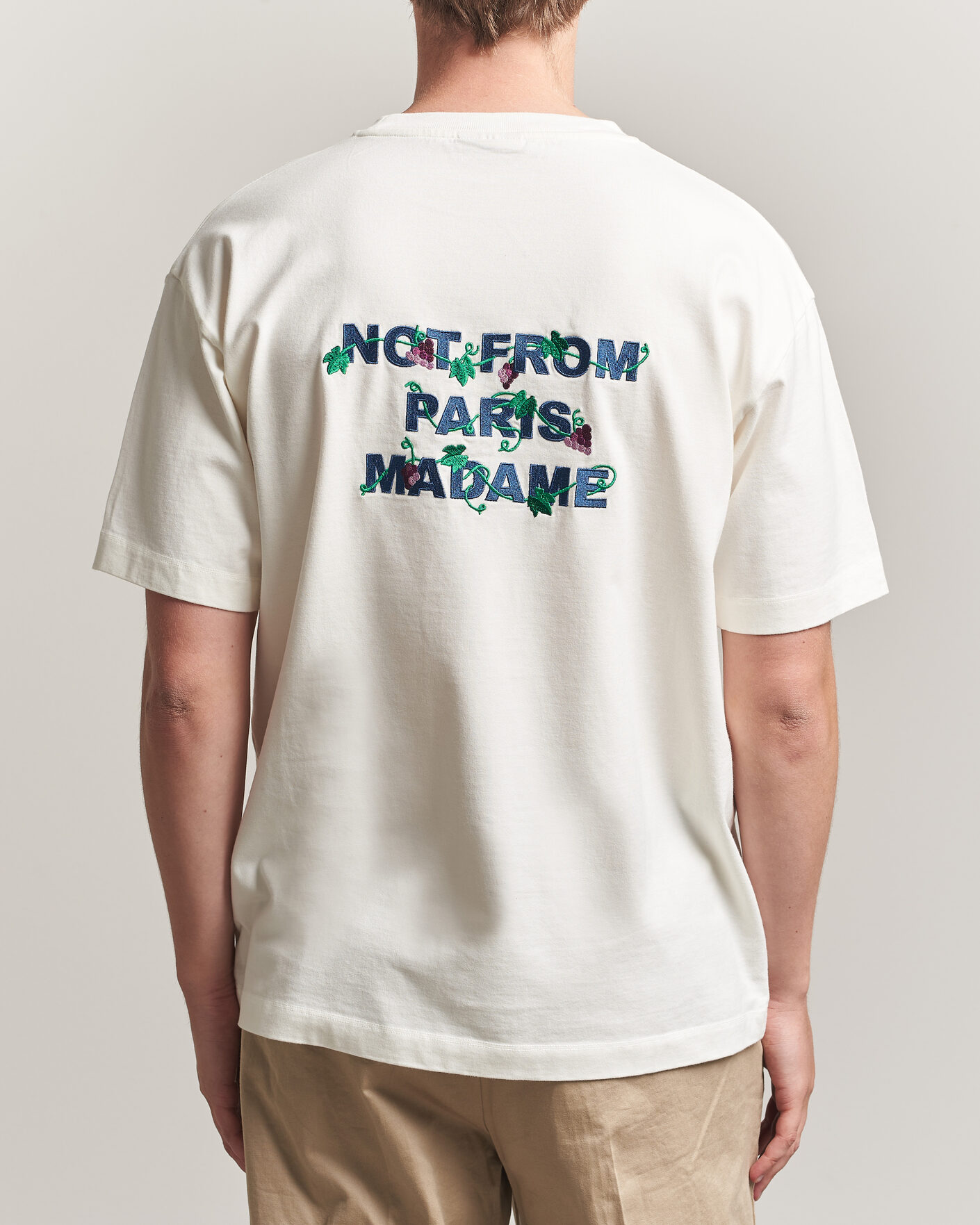 Uomini | T-shirt | Drôle de Monsieur | Vine Embroidered Slogan T-Shirt Off White