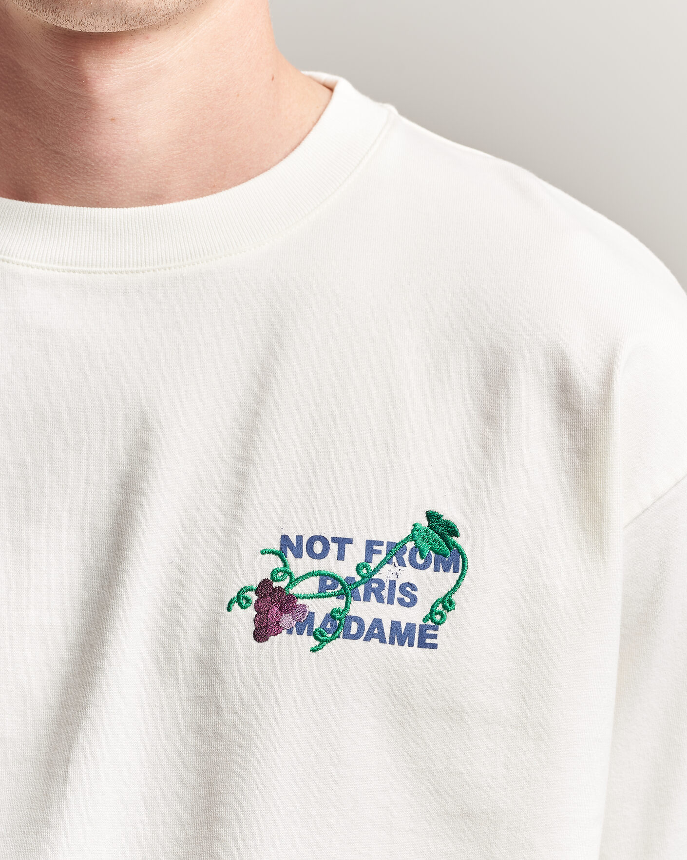 Uomini | T-shirt | Drôle de Monsieur | Vine Embroidered Slogan T-Shirt Off White