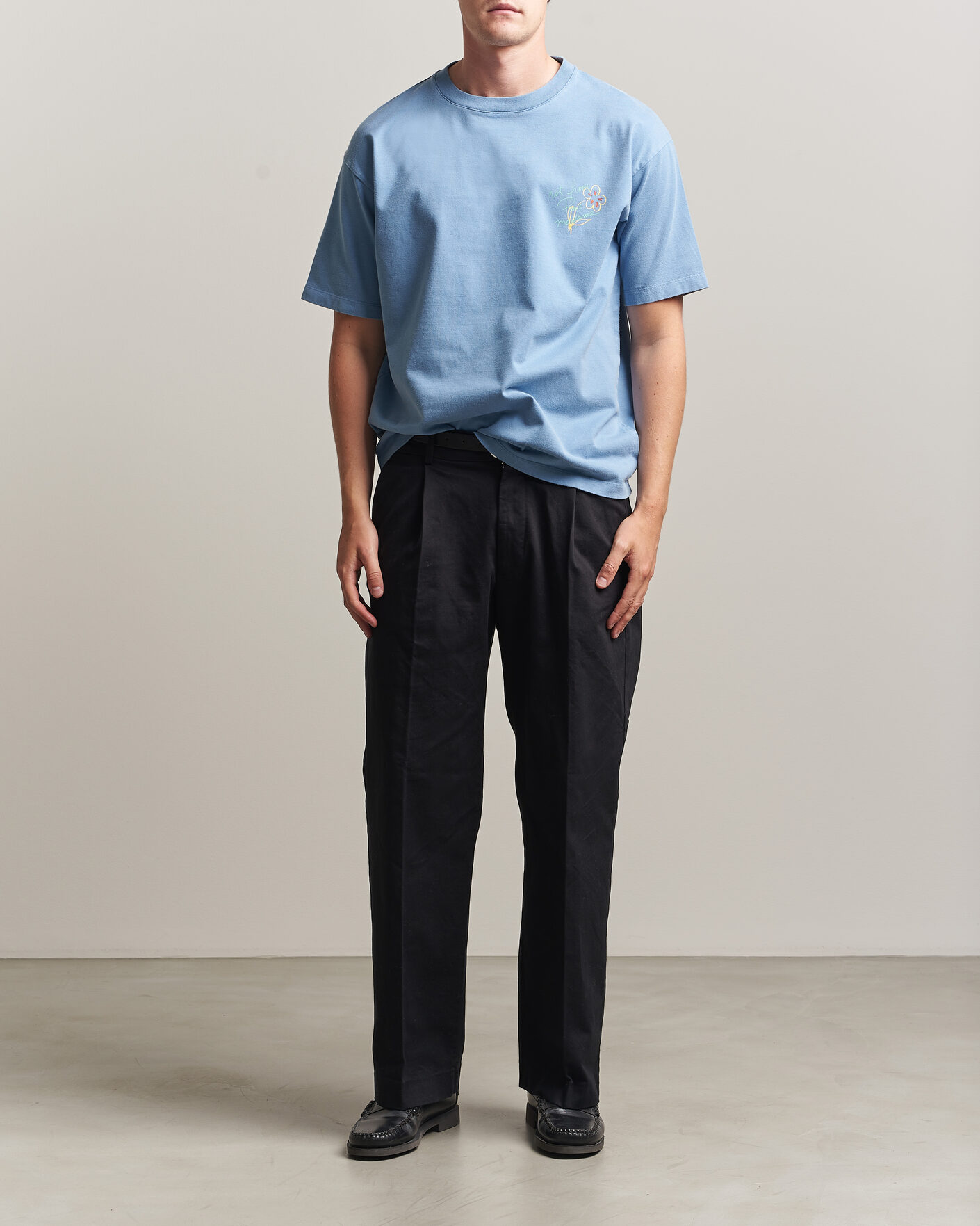 Uomini | T-shirt | Drôle de Monsieur | Esquisse Slogan T-shirt Light Blue