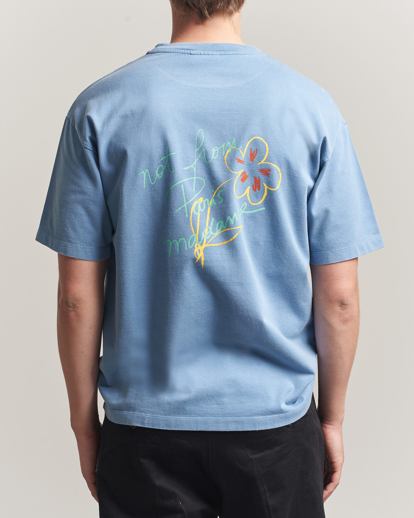 Uomini | T-shirt | Drôle de Monsieur | Esquisse Slogan T-shirt Light Blue
