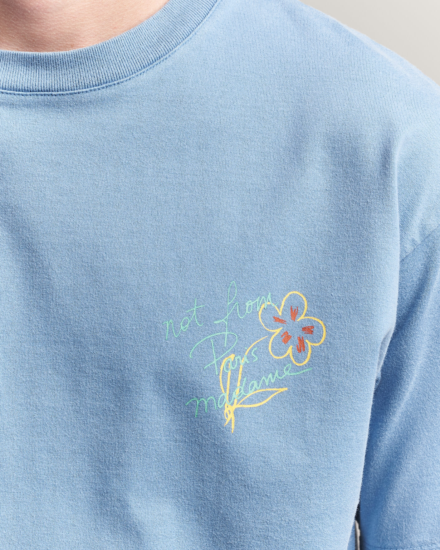 Uomini | T-shirt | Drôle de Monsieur | Esquisse Slogan T-shirt Light Blue