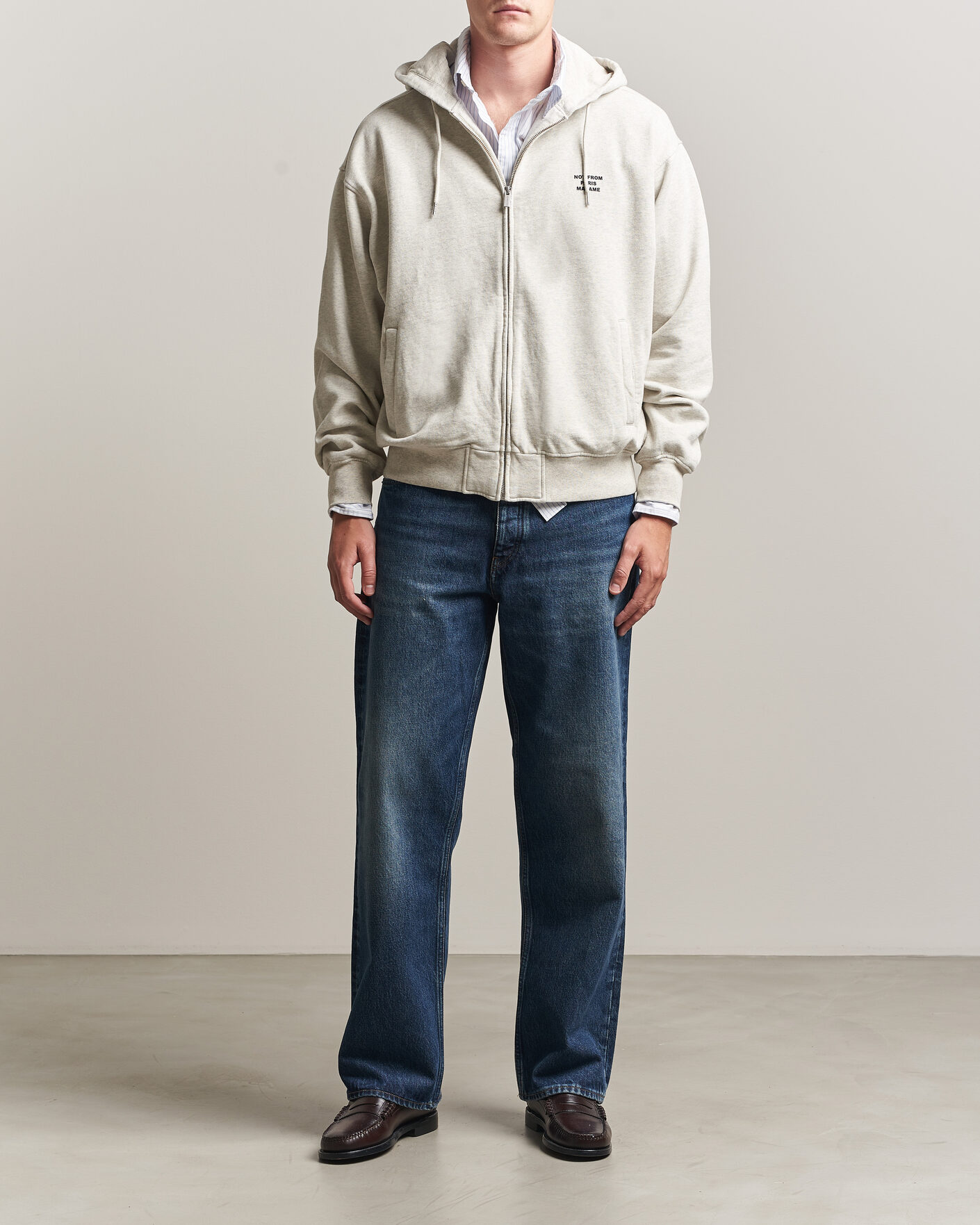 Uomini | Maglieria | Drôle de Monsieur | Slogan Full Zip Hoodie Grey