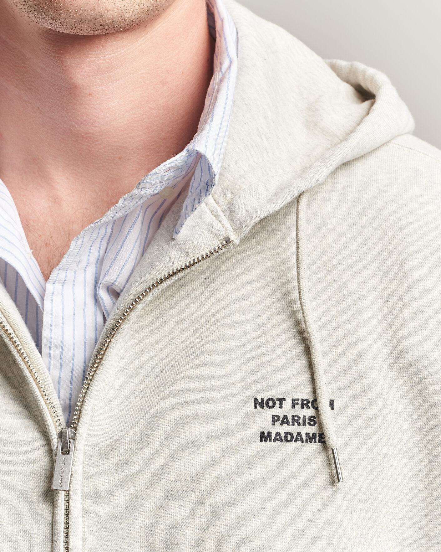 Uomini | Maglieria | Drôle de Monsieur | Slogan Full Zip Hoodie Grey